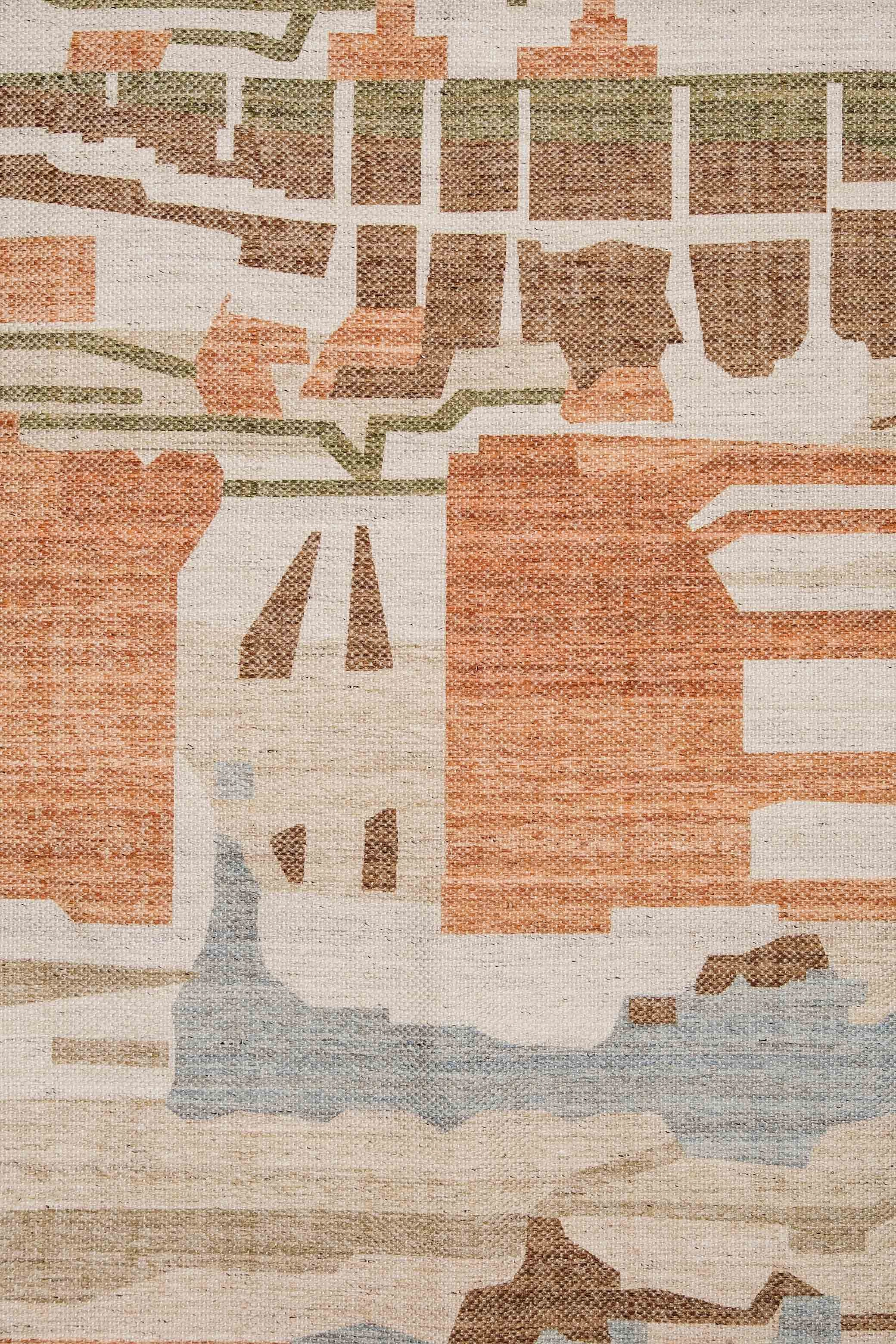 Allegra Orange and Cream Multi-Colour Abstract Tribal Indoor Outdoor Rug