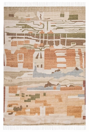 Allegra Orange and Cream Multi-Colour Abstract Tribal Indoor Outdoor Rugmodern color block patchwork rug
