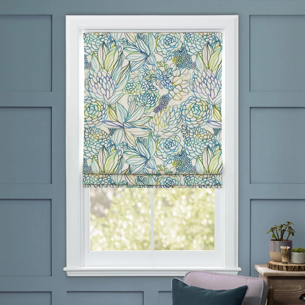 Althorp Printed Cotton Made to Measure Roman Blinds Capri Blue