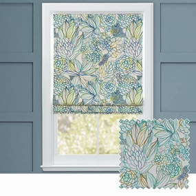 Althorp Printed Cotton Made to Measure Roman Blinds Capri Bluebedding sets ,throw blankets 