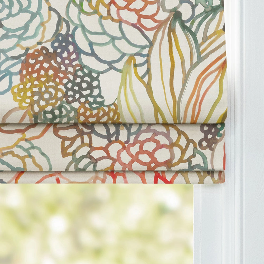 Althorp Printed Cotton Made to Measure Roman Blinds Cinnamon Cream