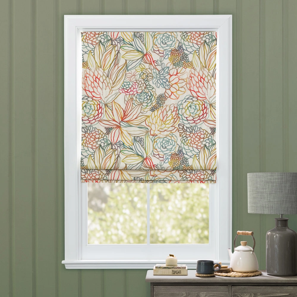 Althorp Printed Cotton Made to Measure Roman Blinds Cinnamon Cream