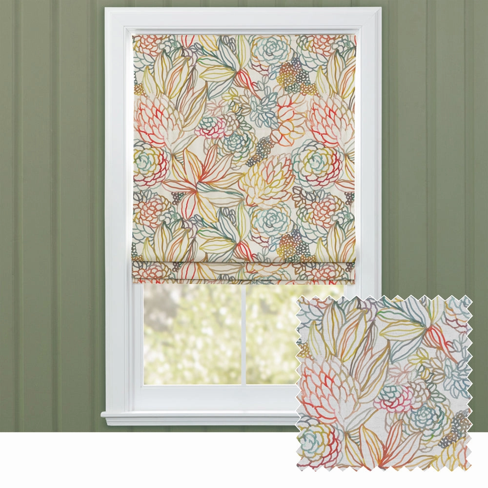 Althorp Printed Cotton Made to Measure Roman Blinds Cinnamon Creambedding sets ,throw blankets 