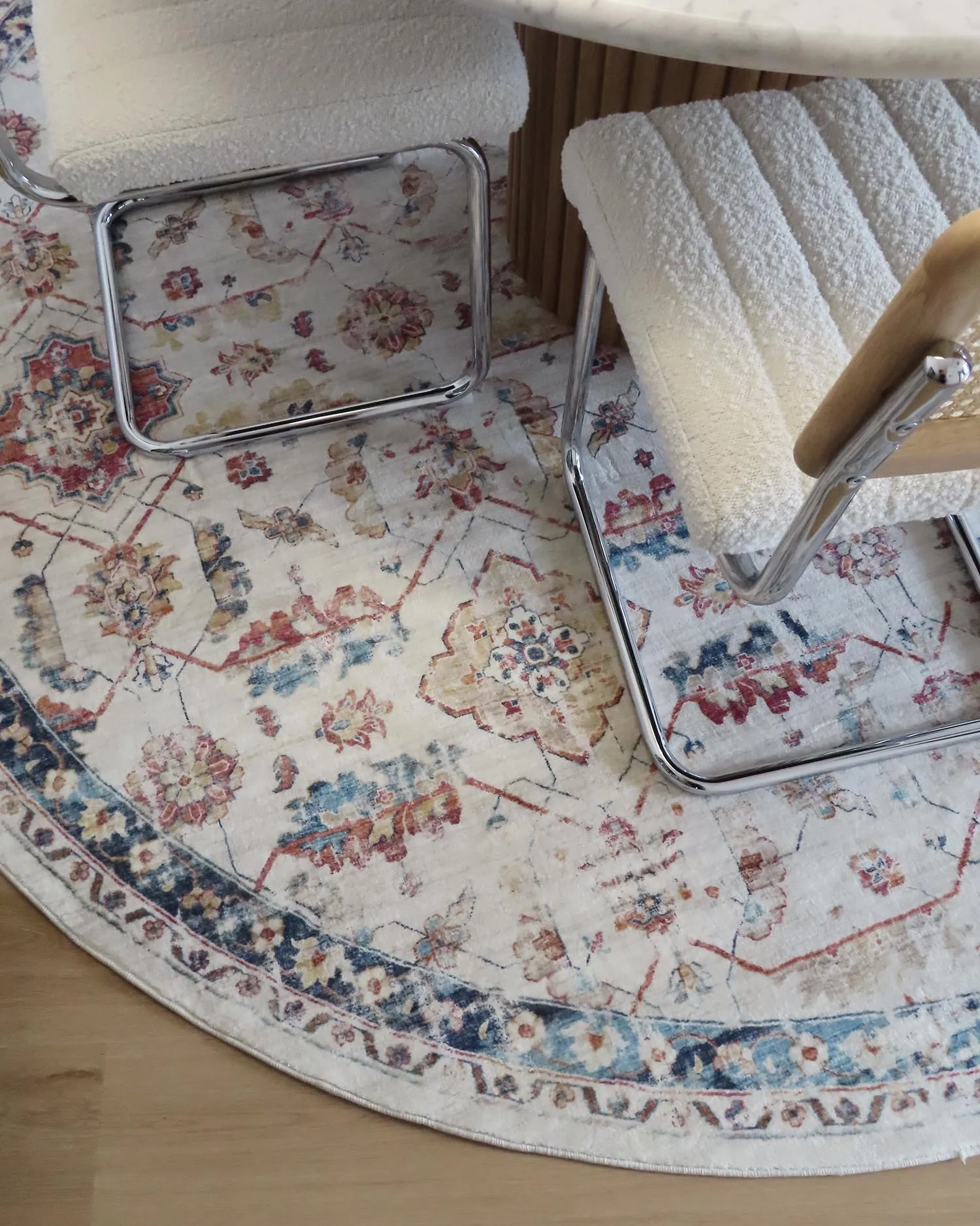 Amanda Multicolour Distressed Transitional Round Rug *NO RETURNS UNLESS FAULTY