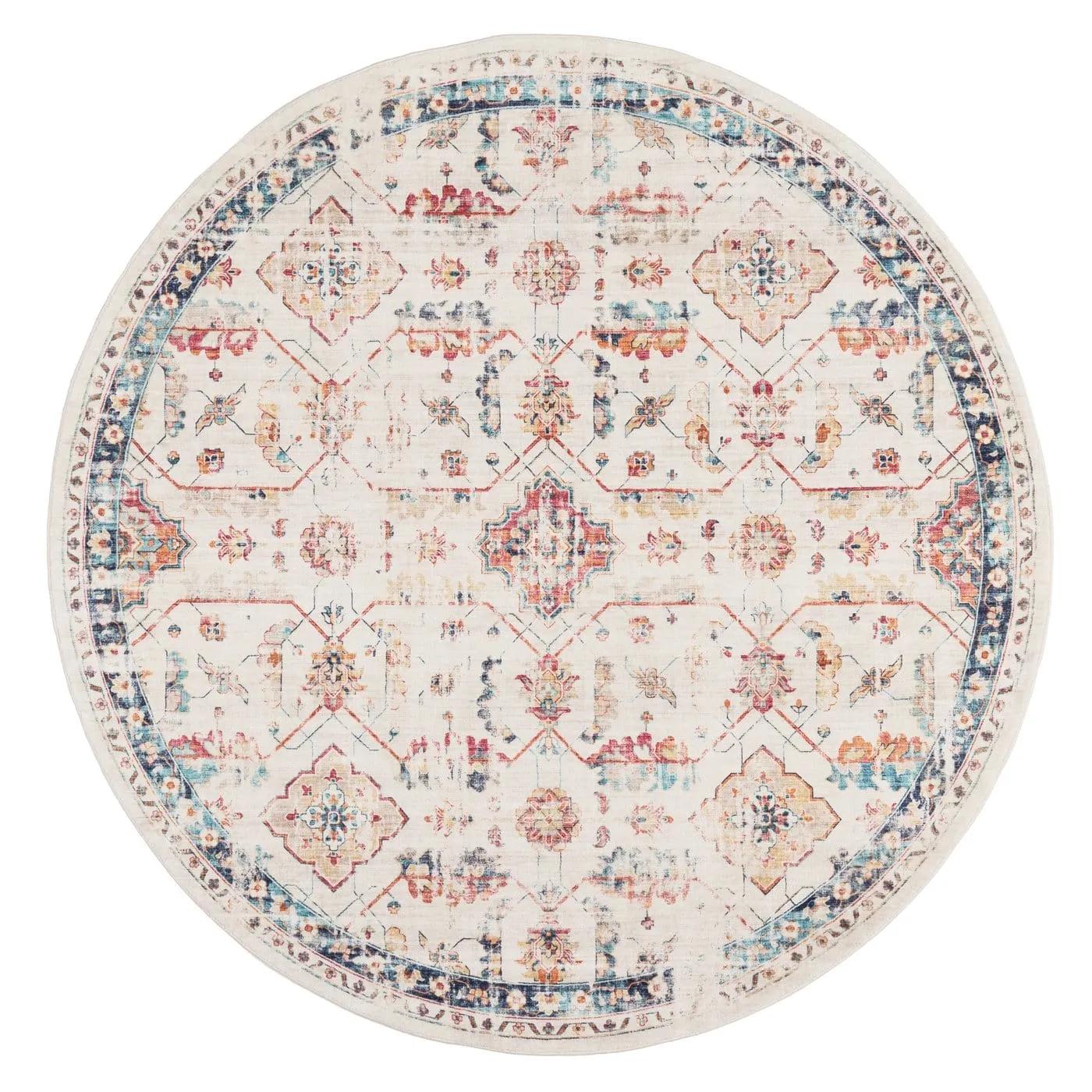 Amanda Multicolour Distressed Transitional Round Rug *NO RETURNS UNLESS FAULTYmodern color block patchwork rug