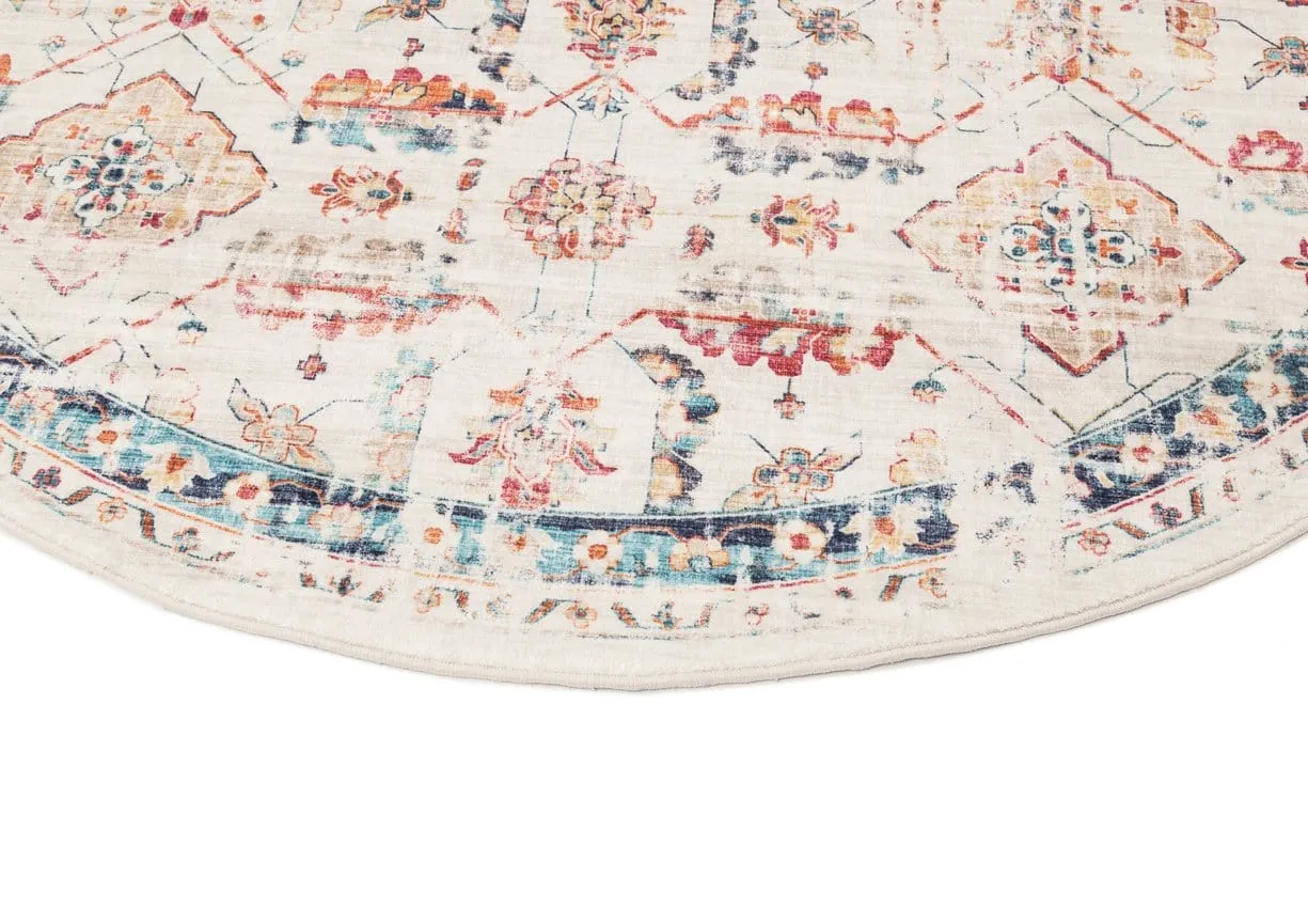 Amanda Multicolour Distressed Transitional Round Rug *NO RETURNS UNLESS FAULTY