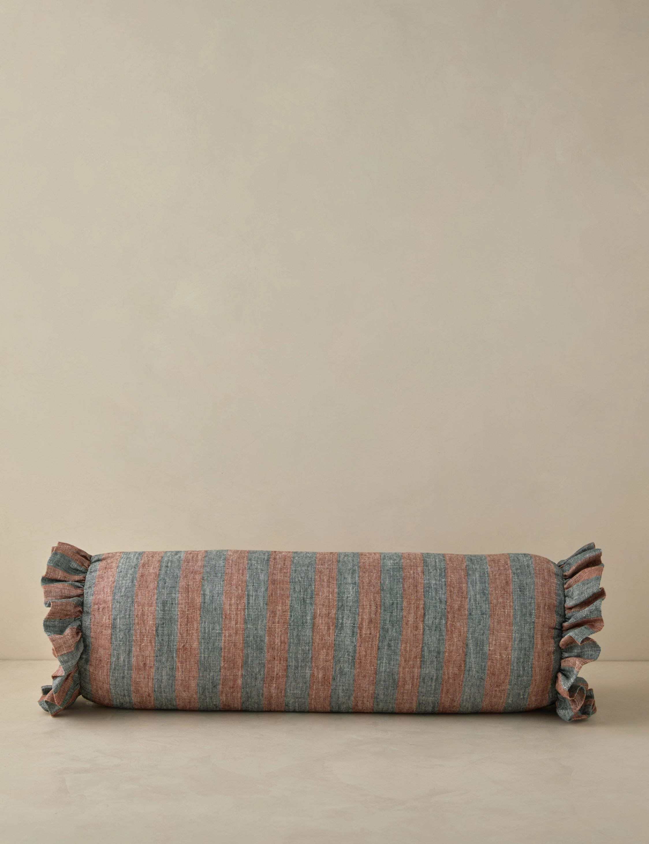 Amaroso Linen Ruffle Bolster Pillow