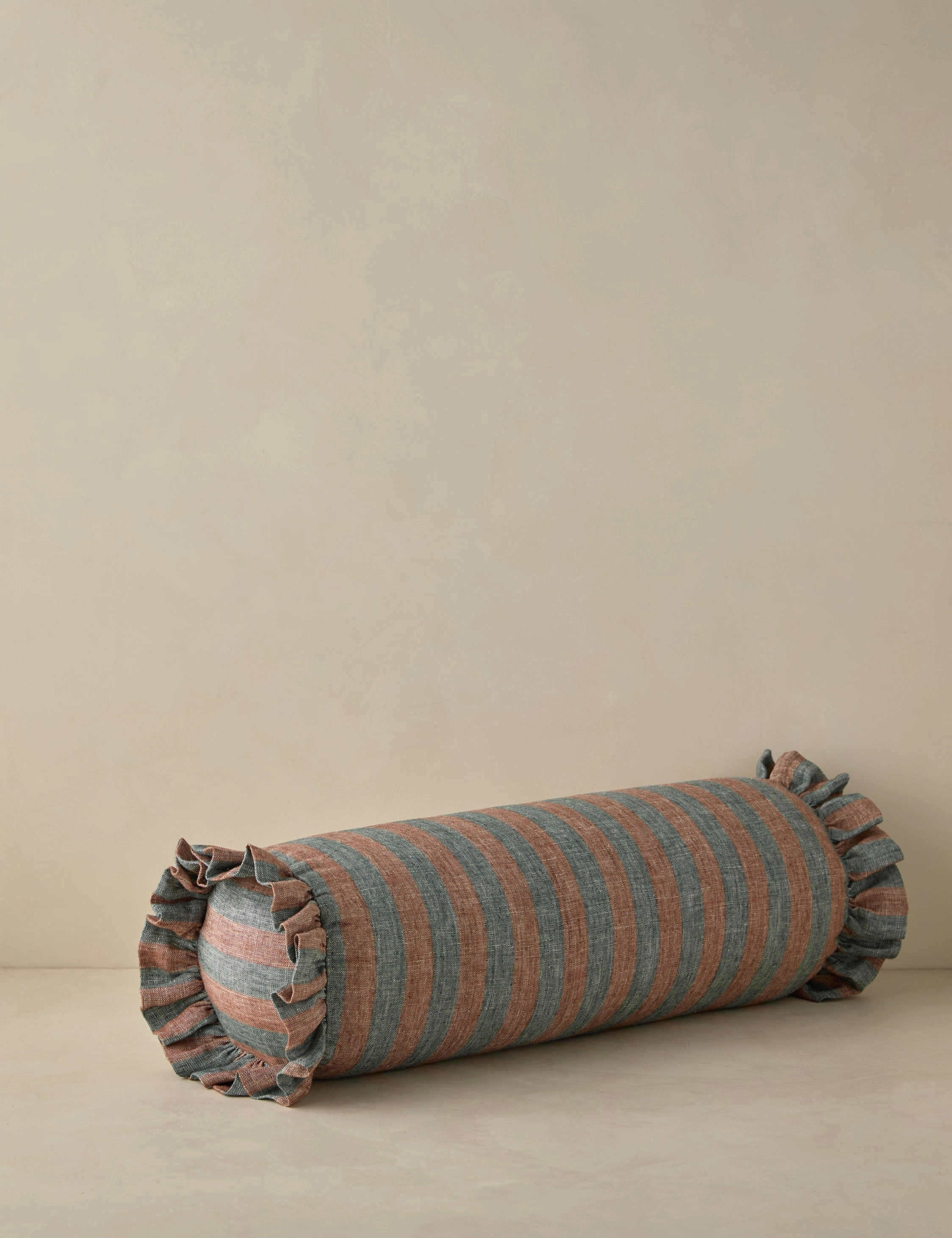Amaroso Linen Ruffle Bolster Pillow