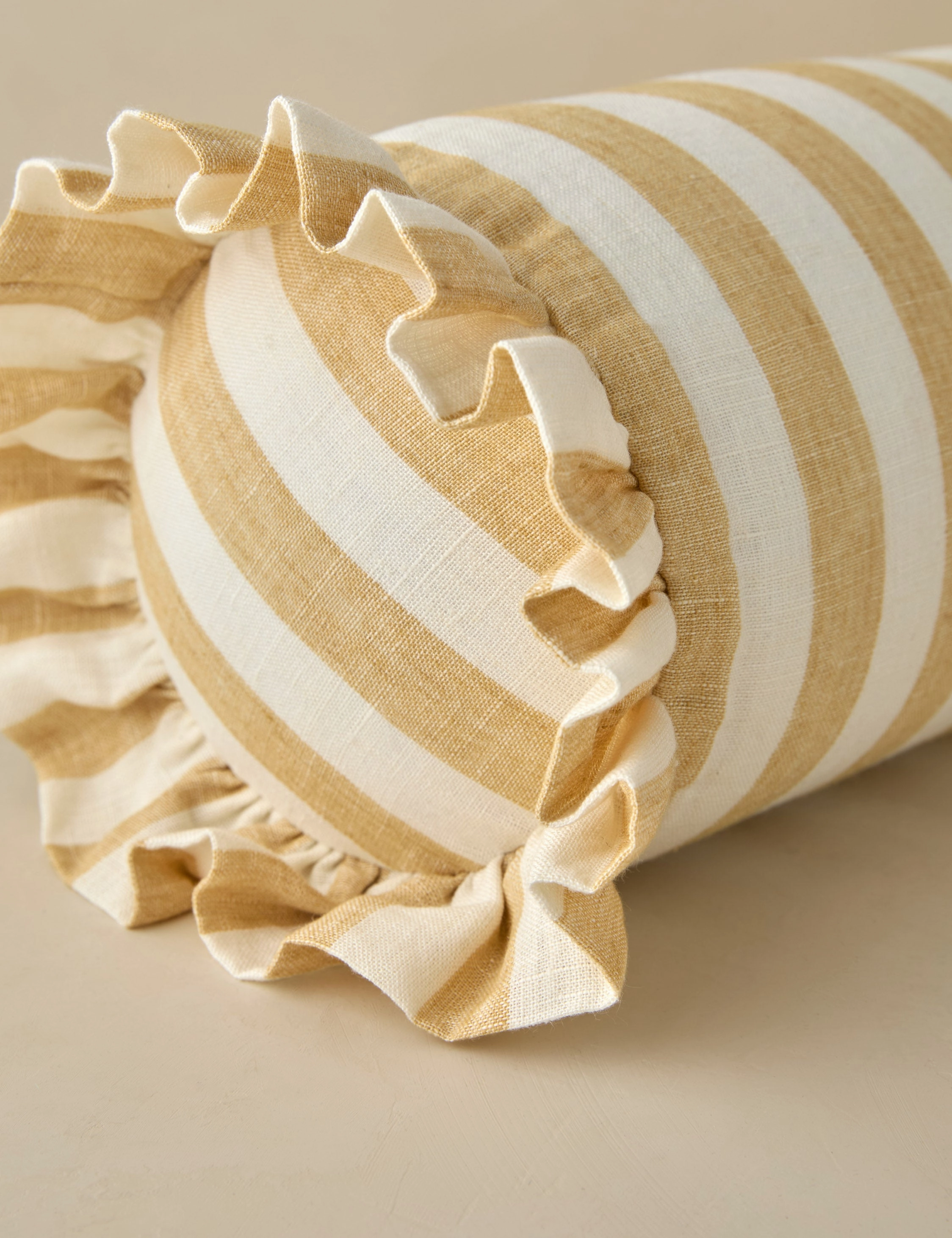 Amaroso Linen Ruffle Bolster Pillow