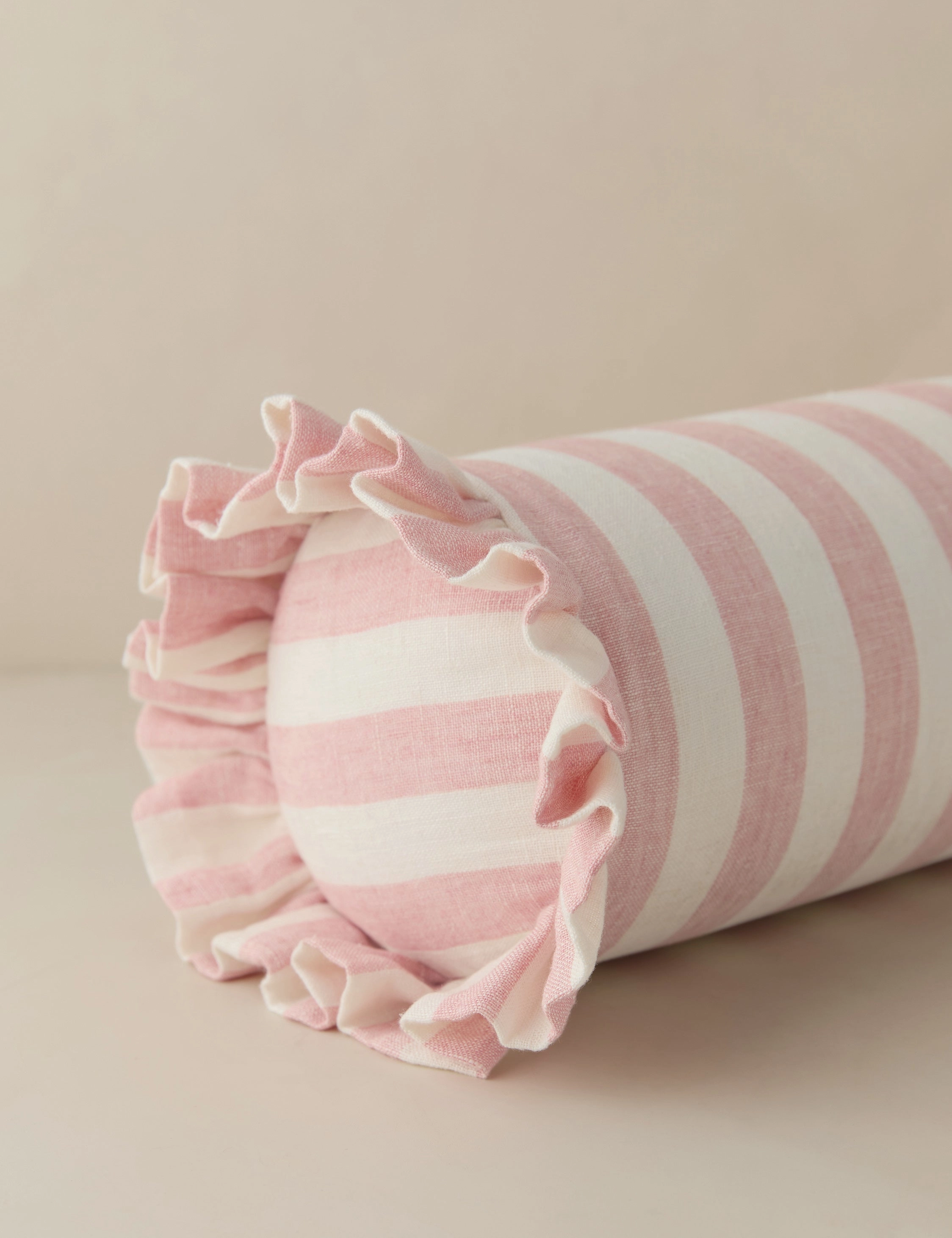 Amaroso Linen Ruffle Bolster Pillow