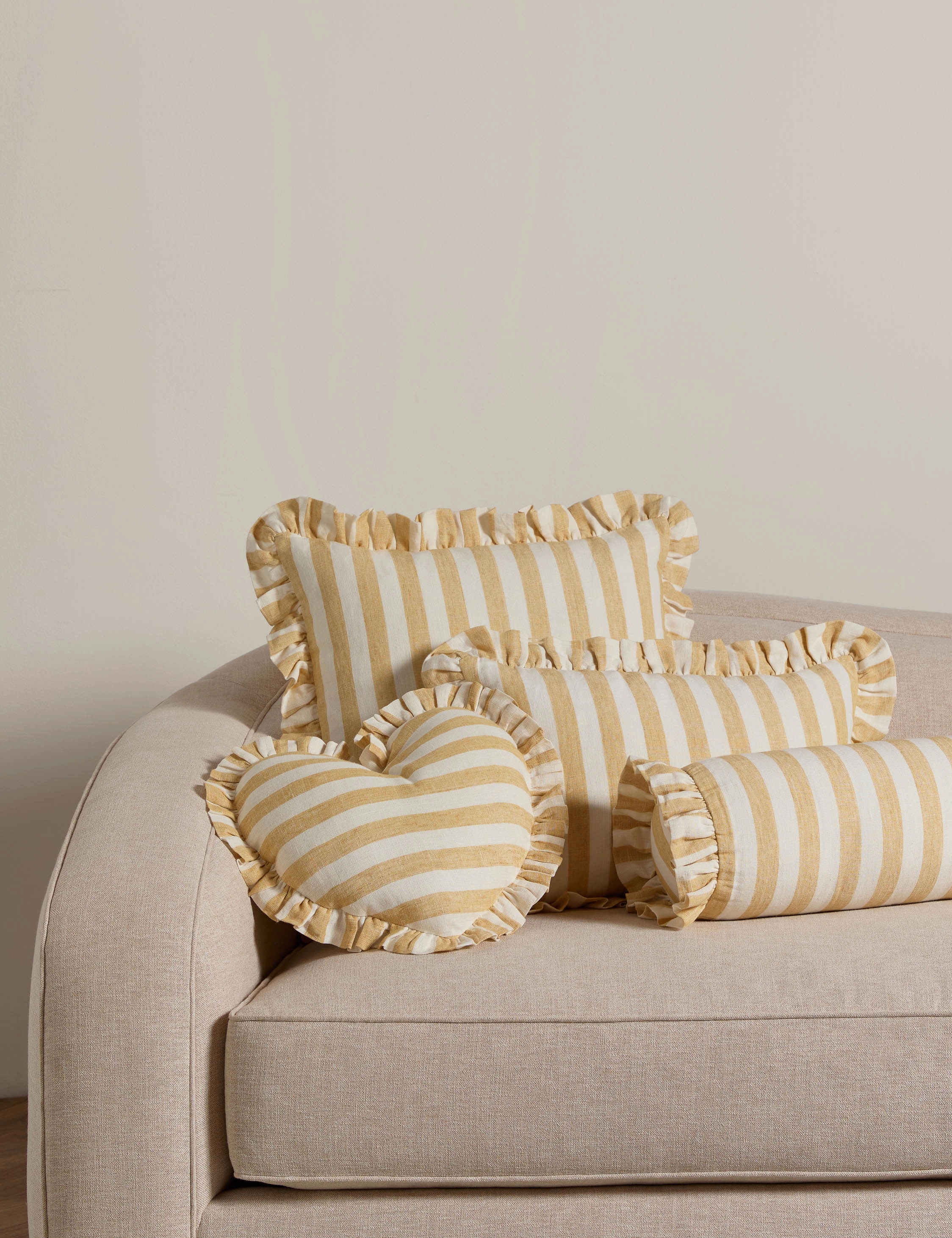 Amaroso Linen Ruffle Bolster Pillow