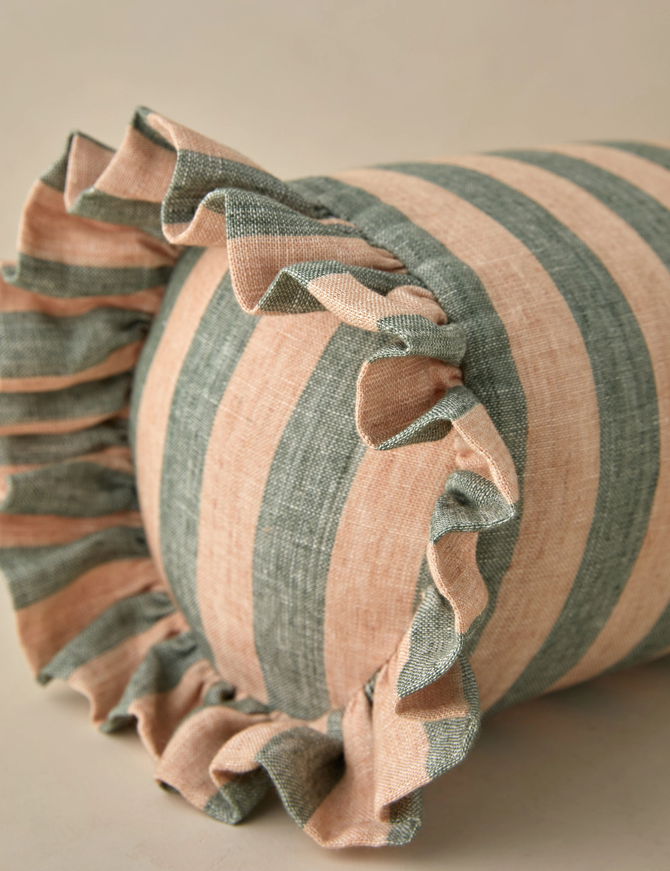 Amaroso Linen Ruffle Bolster Pillow
