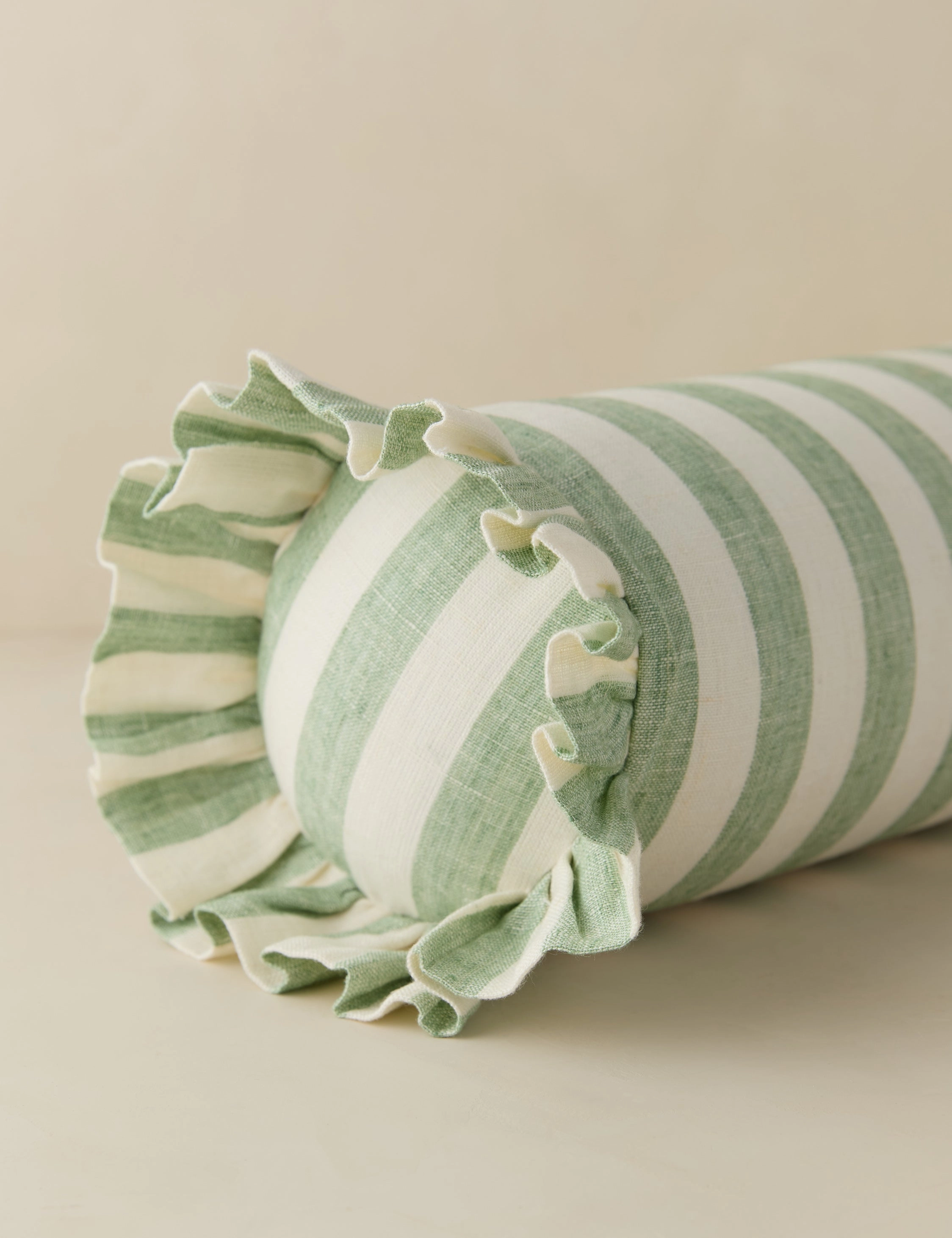 Amaroso Linen Ruffle Bolster Pillow