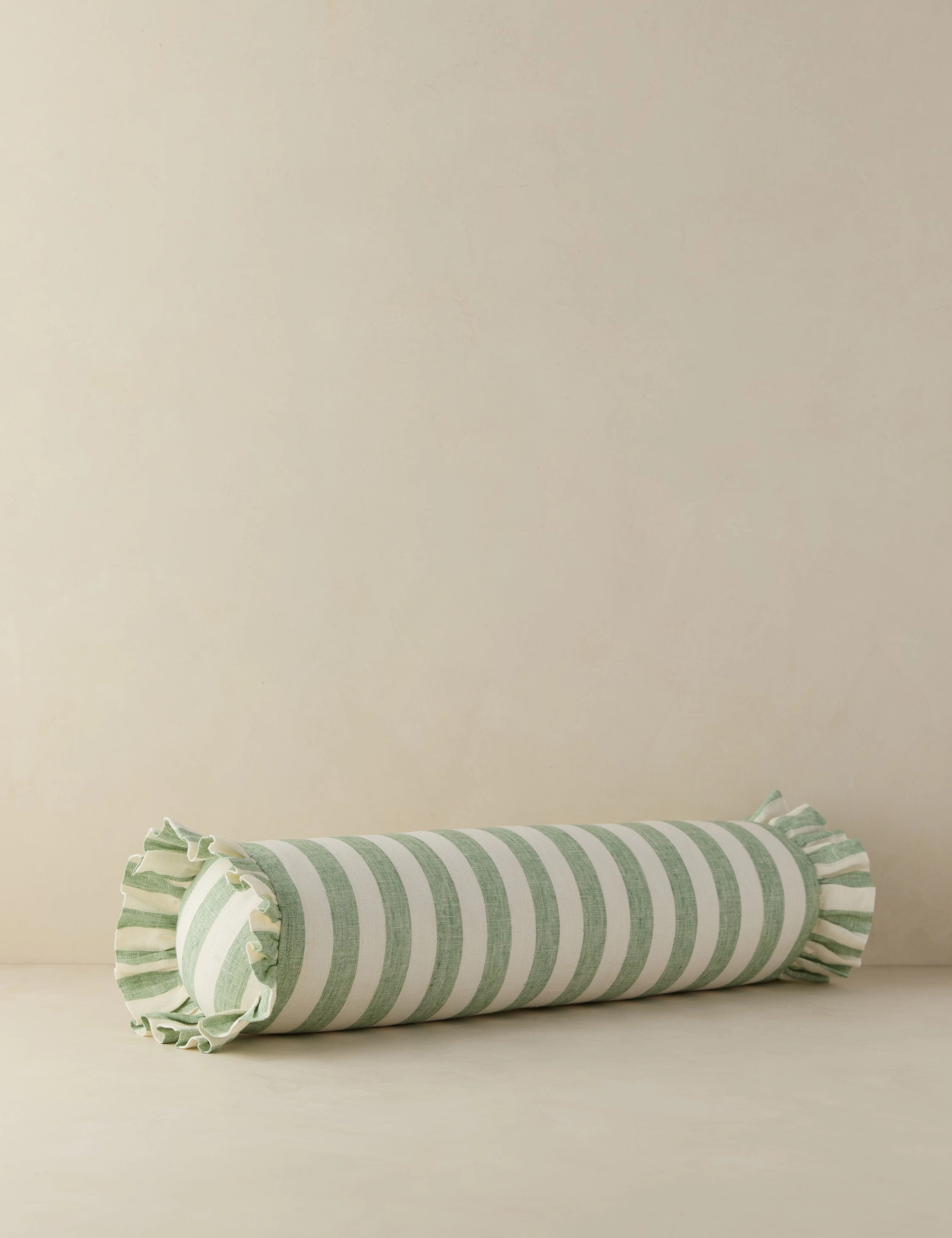 Amaroso Linen Ruffle Bolster Pillow