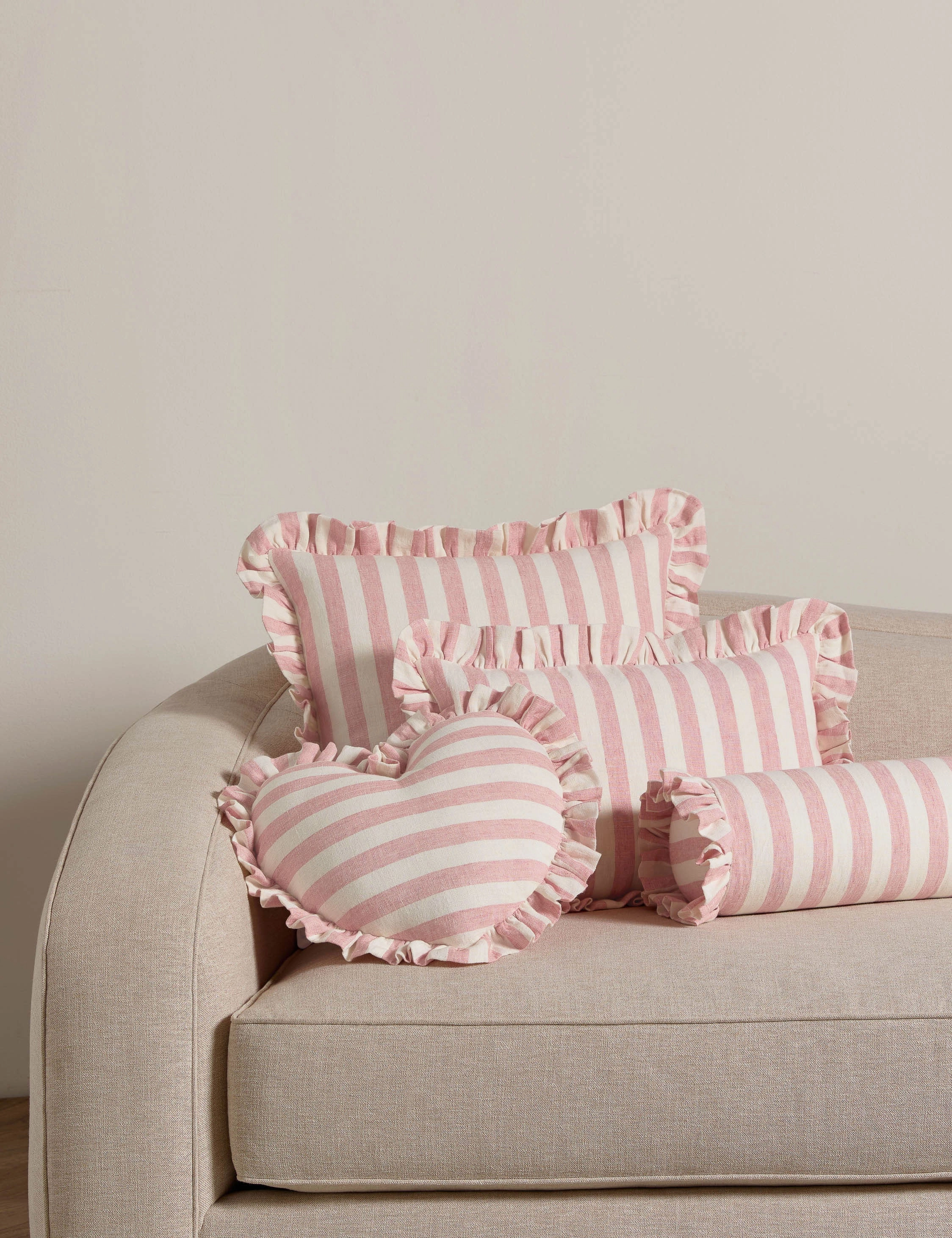 Amaroso Linen Ruffle Bolster Pillow