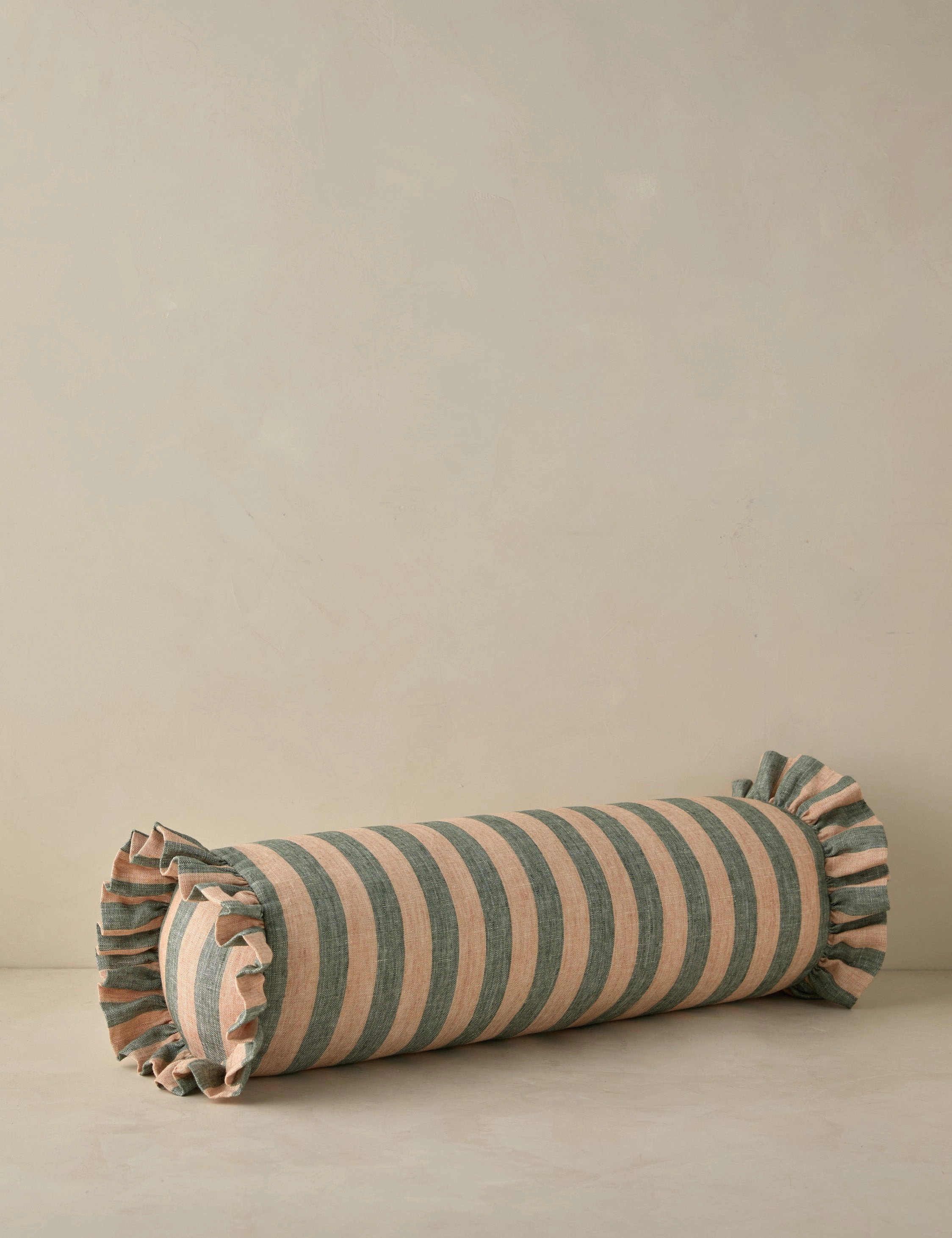 Amaroso Linen Ruffle Bolster Pillow