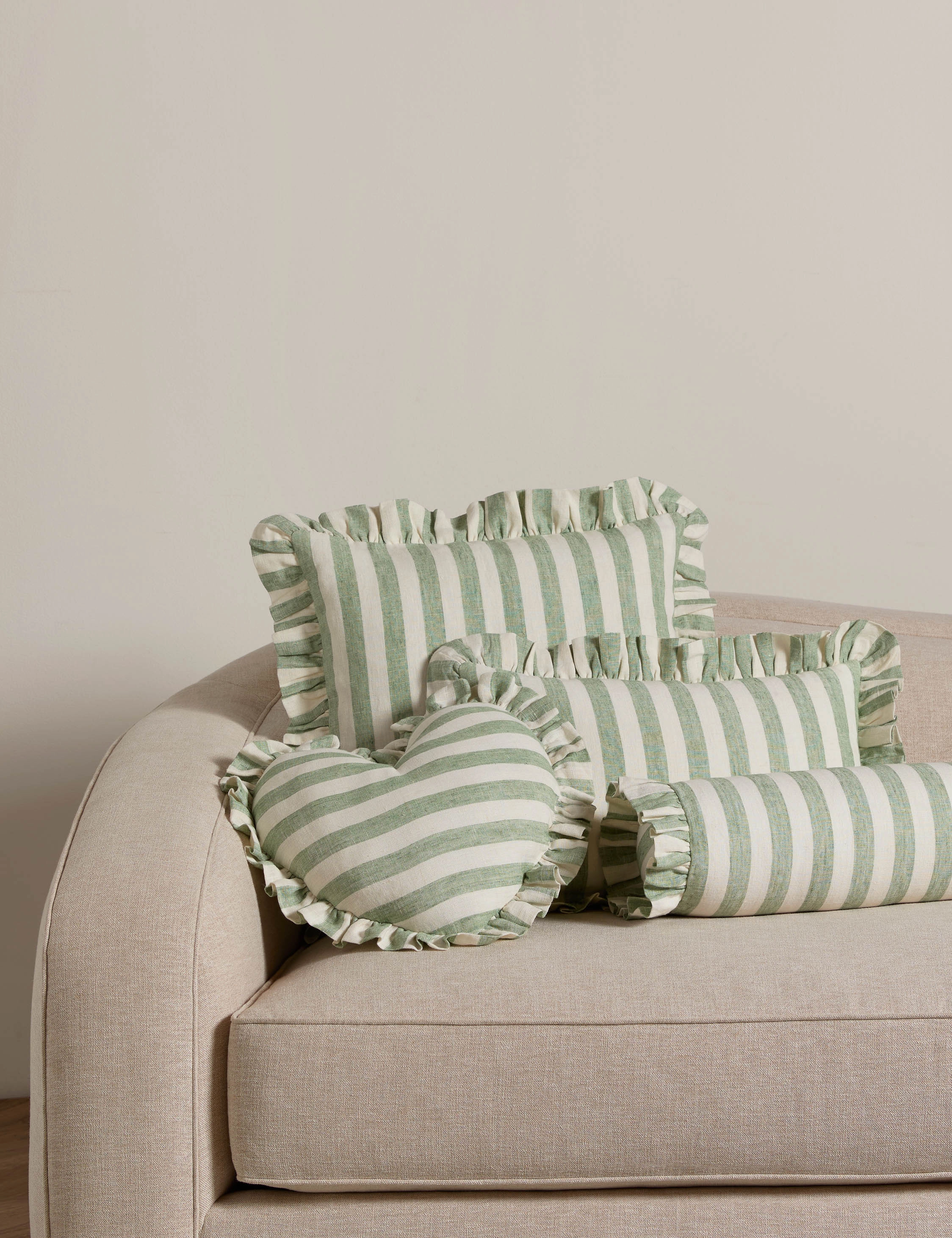 Amaroso Linen Ruffle Bolster Pillow