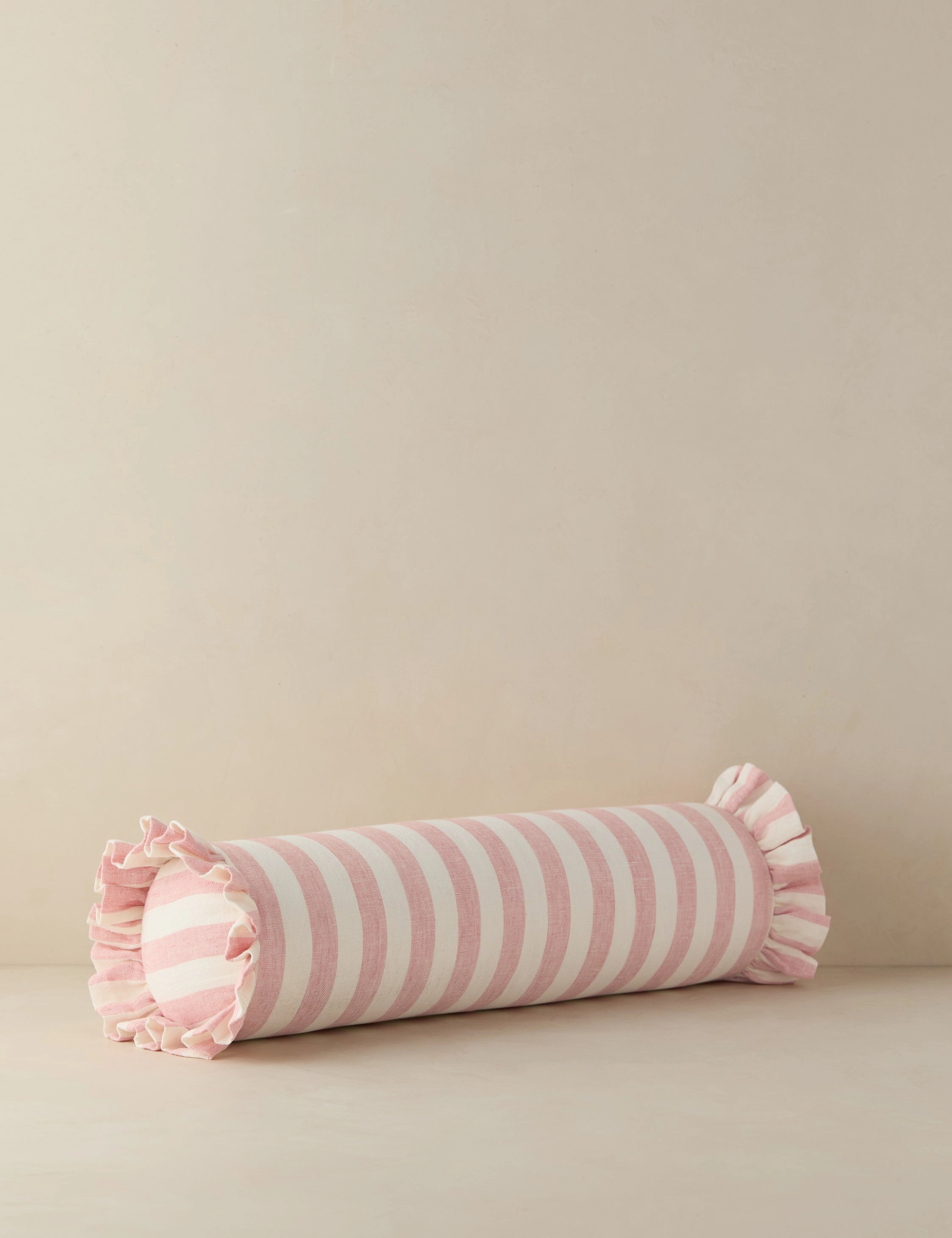 Amaroso Linen Ruffle Bolster Pillow