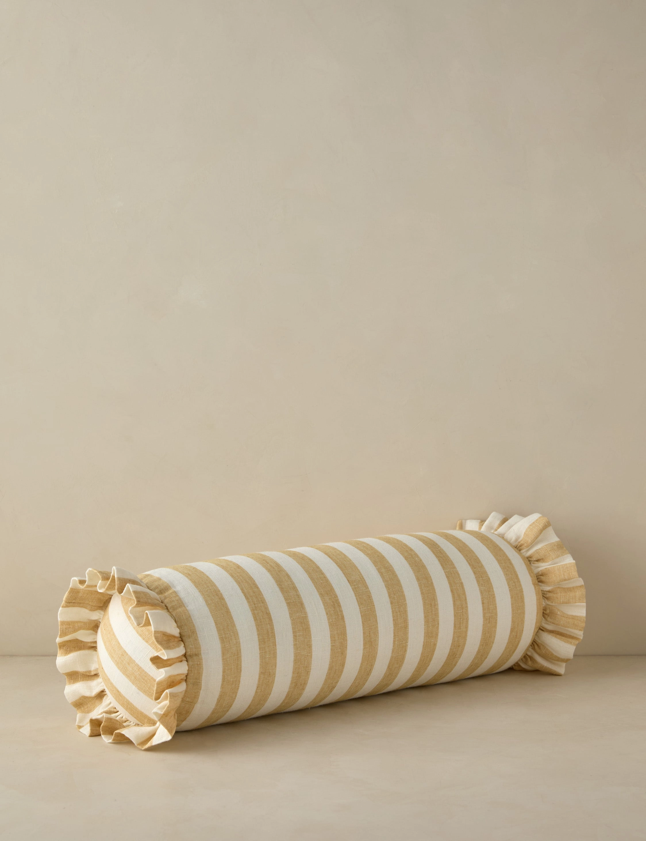 Amaroso Linen Ruffle Bolster Pillow