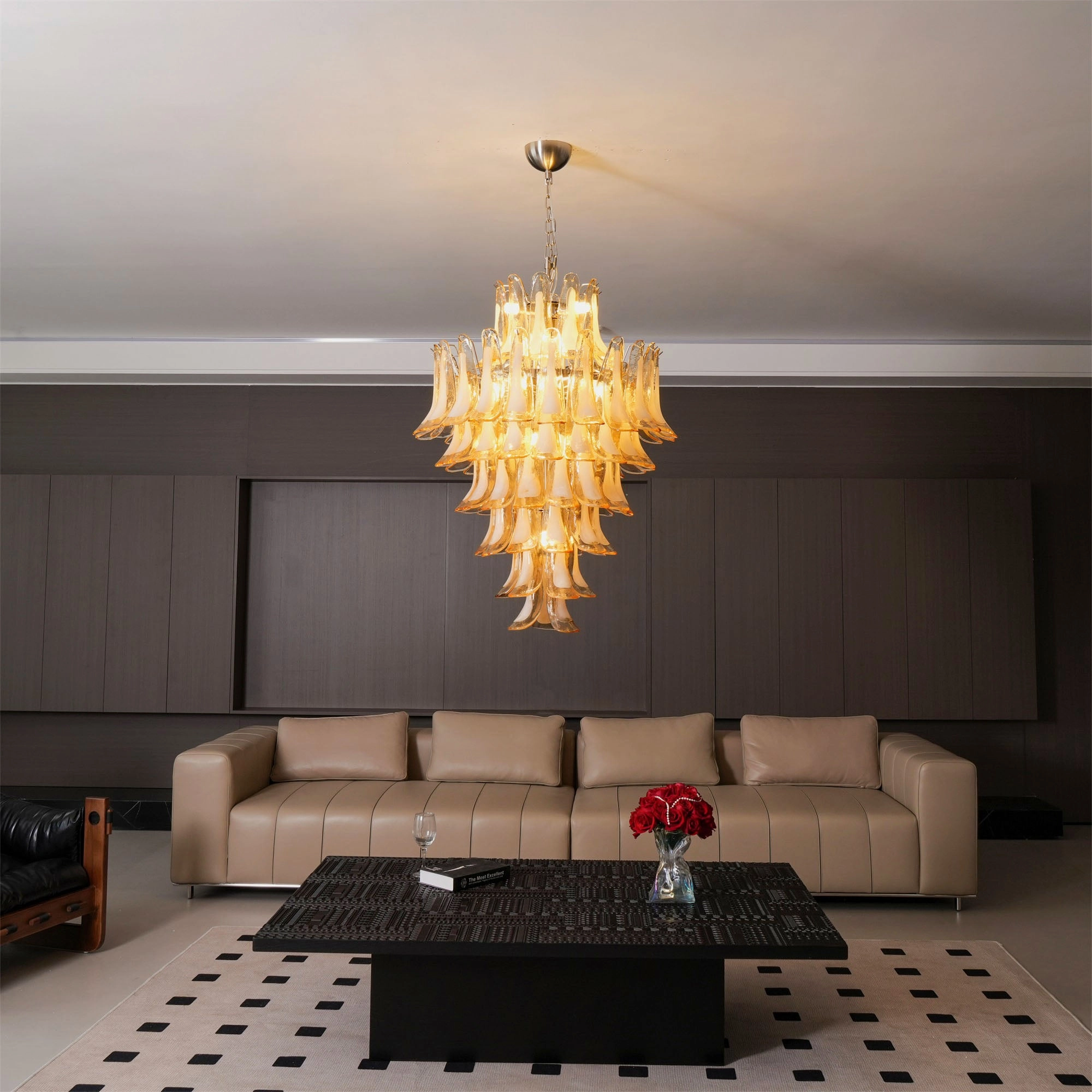 Amber Cloud Murano Glass Petals Chandelier