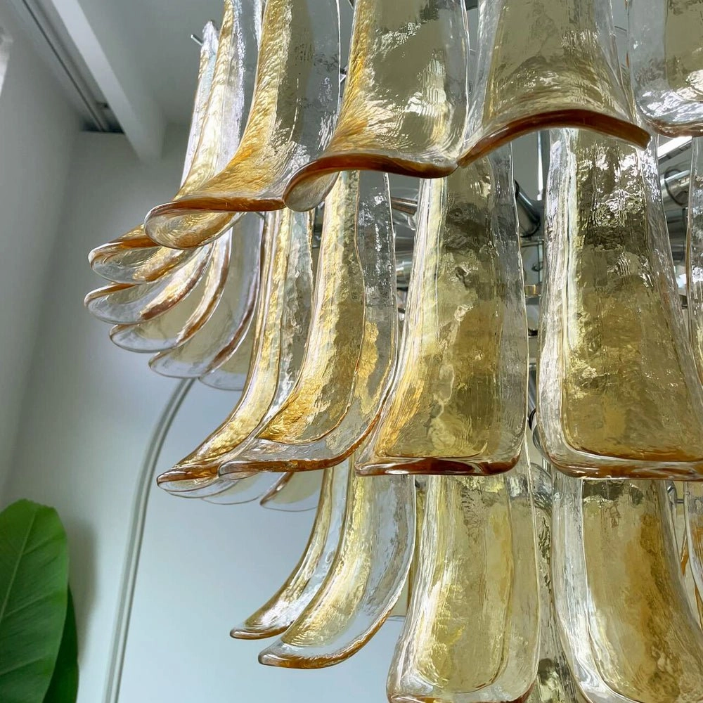 Amber Murano Glass Petals Chandelier