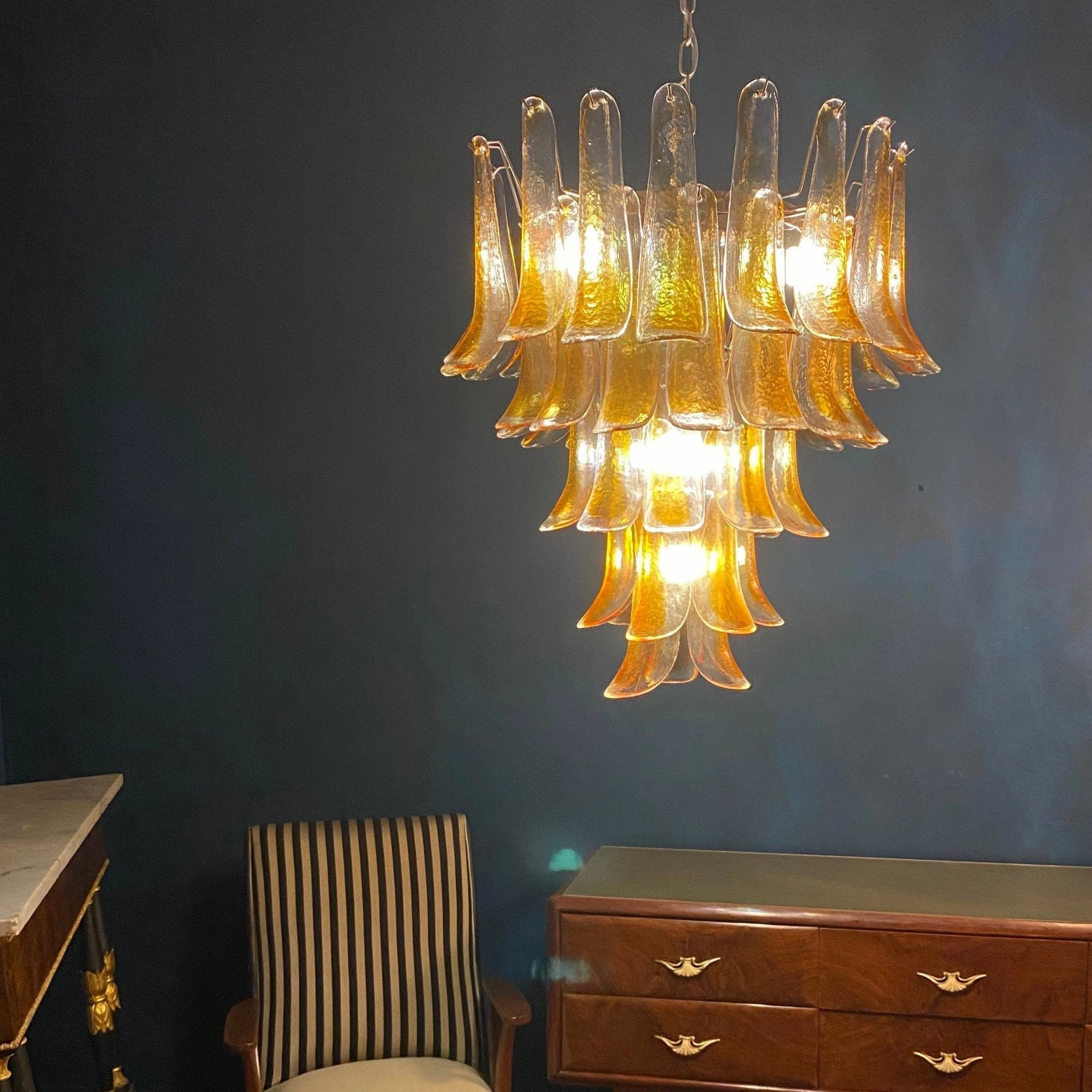 Amber Murano Glass Petals Chandelier
