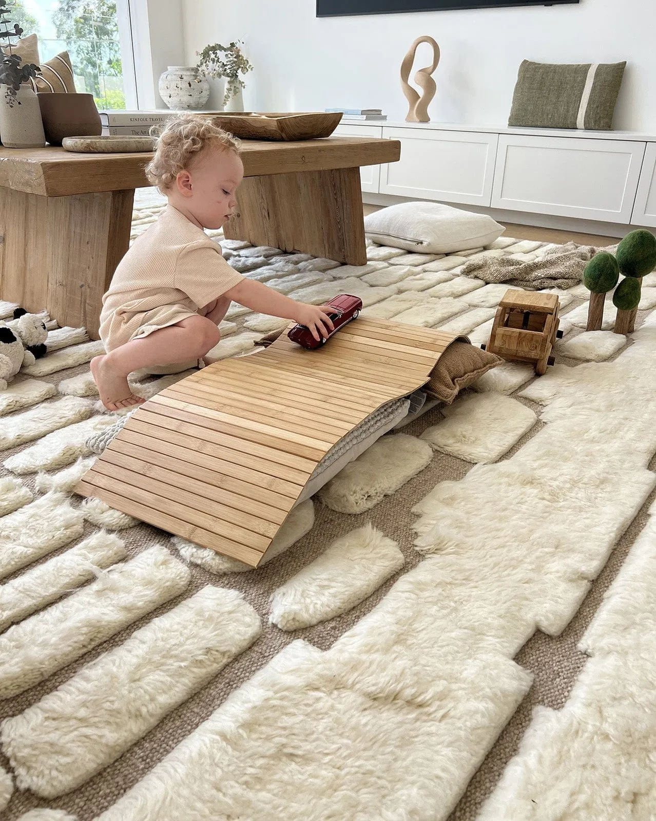 Aminata Ivory Abstract Textured Wool Rug *NO RETURNS UNLESS FAULTY