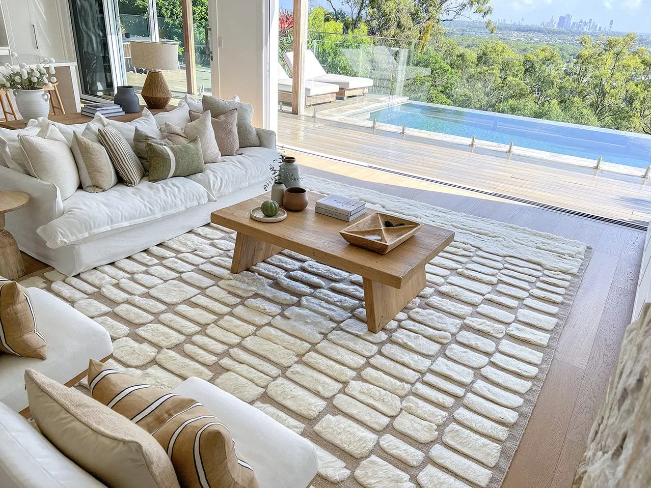 Aminata Ivory Abstract Textured Wool Rug *NO RETURNS UNLESS FAULTY