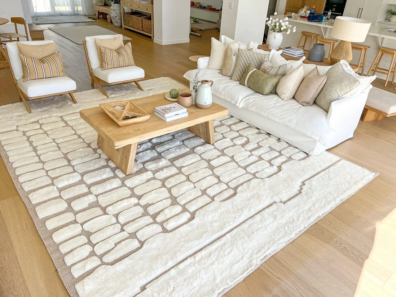 Aminata Ivory Abstract Textured Wool Rug *NO RETURNS UNLESS FAULTY