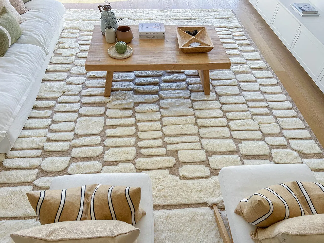 Aminata Ivory Abstract Textured Wool Rug *NO RETURNS UNLESS FAULTY