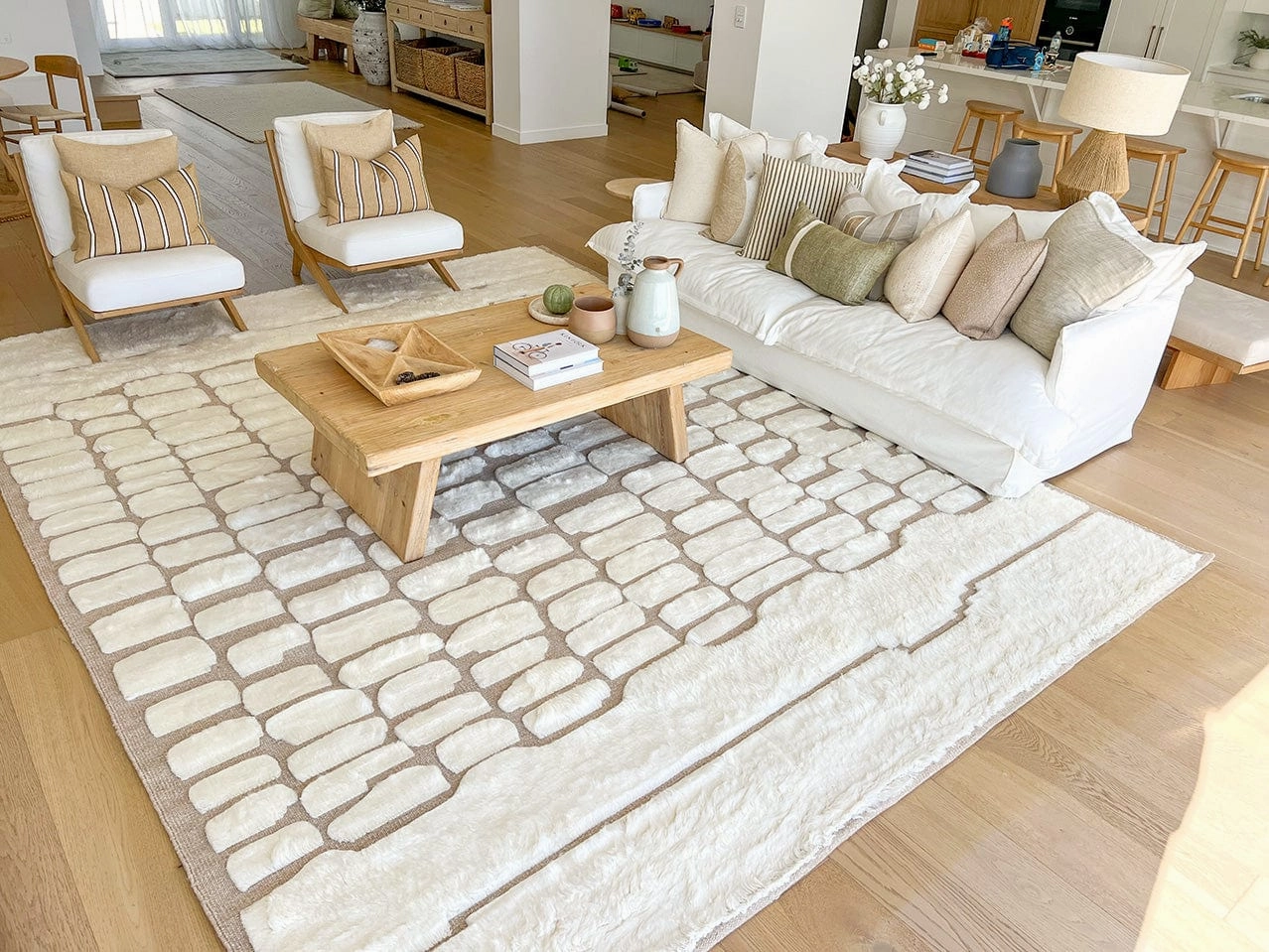 Aminata Ivory Abstract Textured Wool Rug *NO RETURNS UNLESS FAULTY