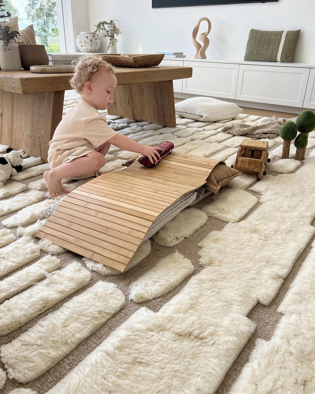 Aminata Ivory Abstract Textured Wool Rug *NO RETURNS UNLESS FAULTY