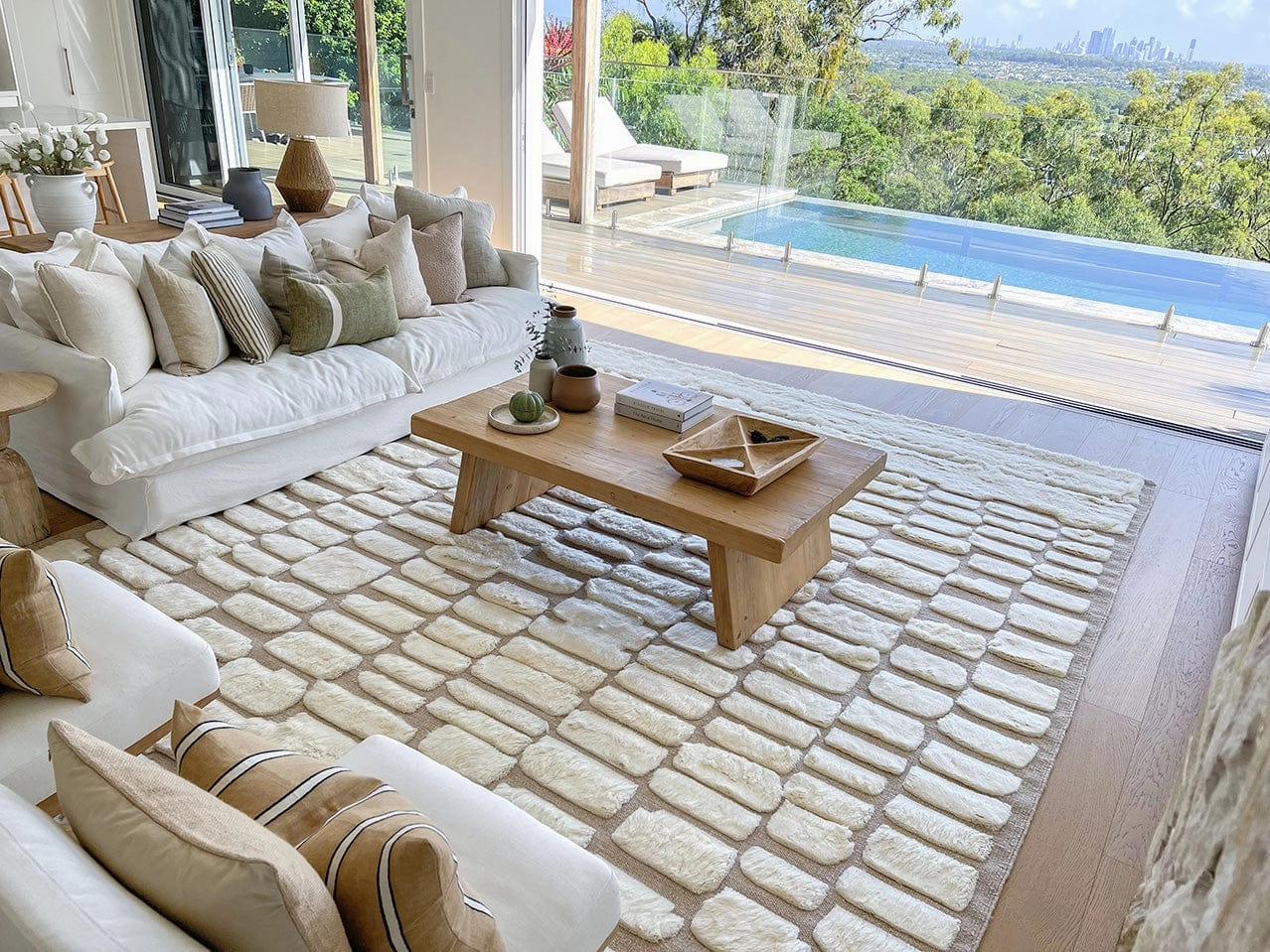 Aminata Ivory Abstract Textured Wool Rug *NO RETURNS UNLESS FAULTY
