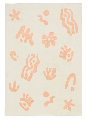 Anadi Peach Abstract Washable Rugmodern color block patchwork rug