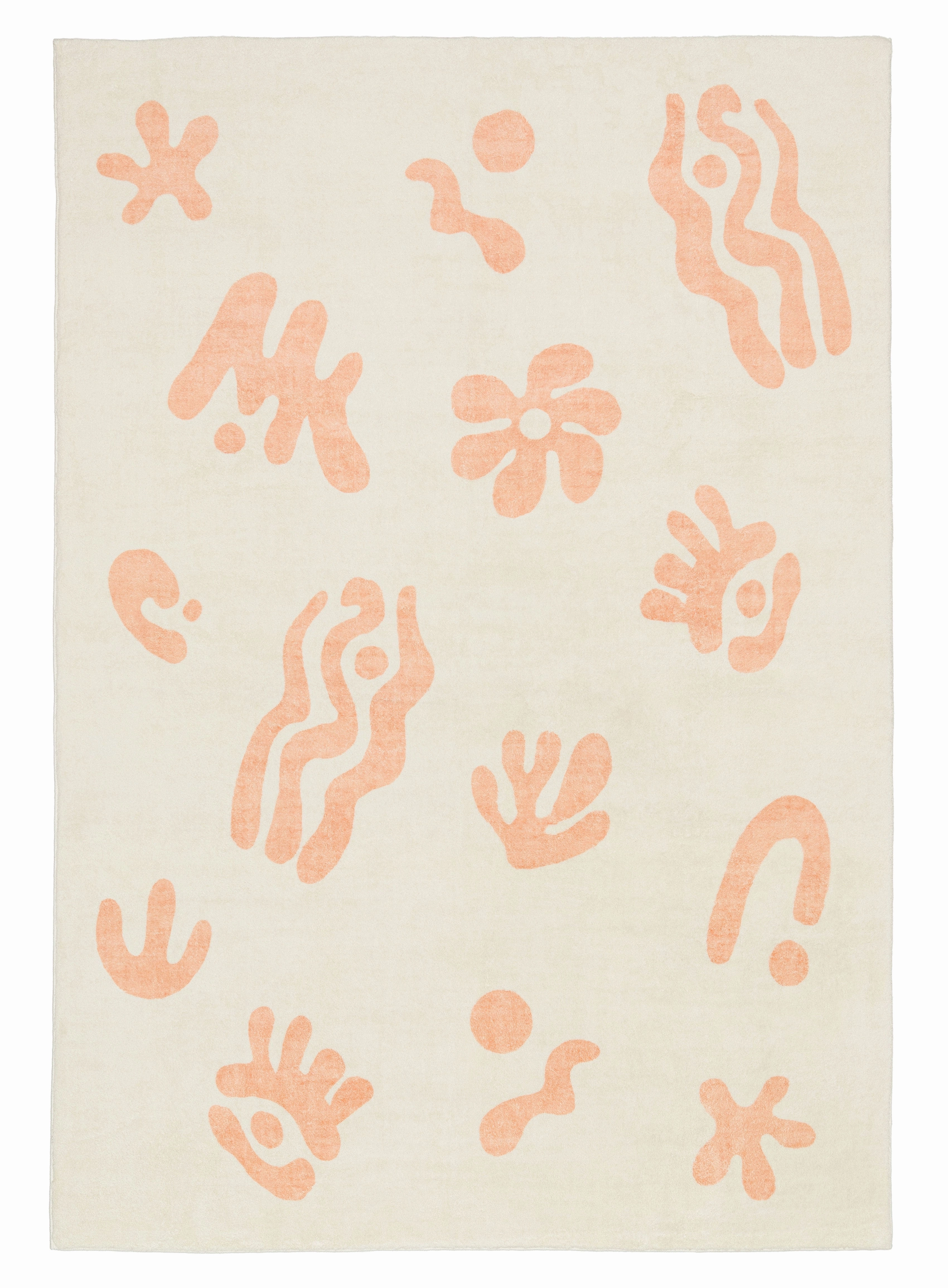 Anadi Peach Abstract Washable Rugmodern color block patchwork rug