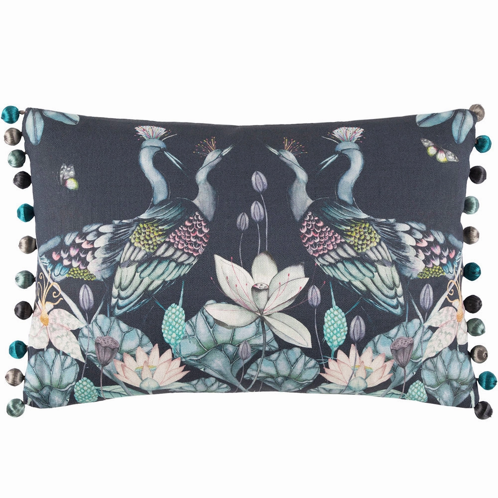 Anahita Printed Feather Cushion Midnight