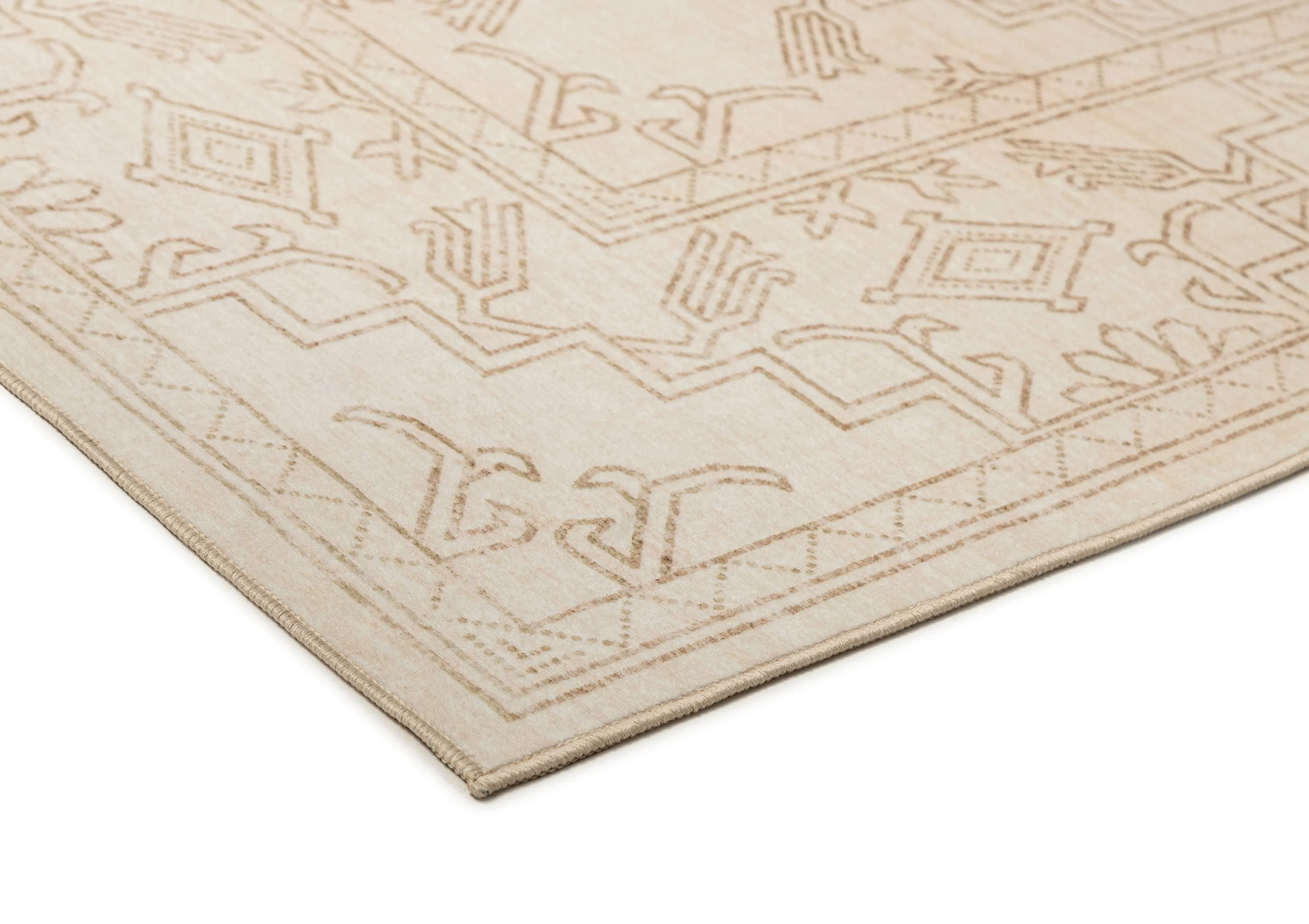 Anais Cream Medallion Washable Rug