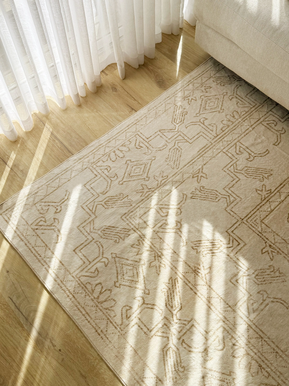 Anais Cream Medallion Washable Rug