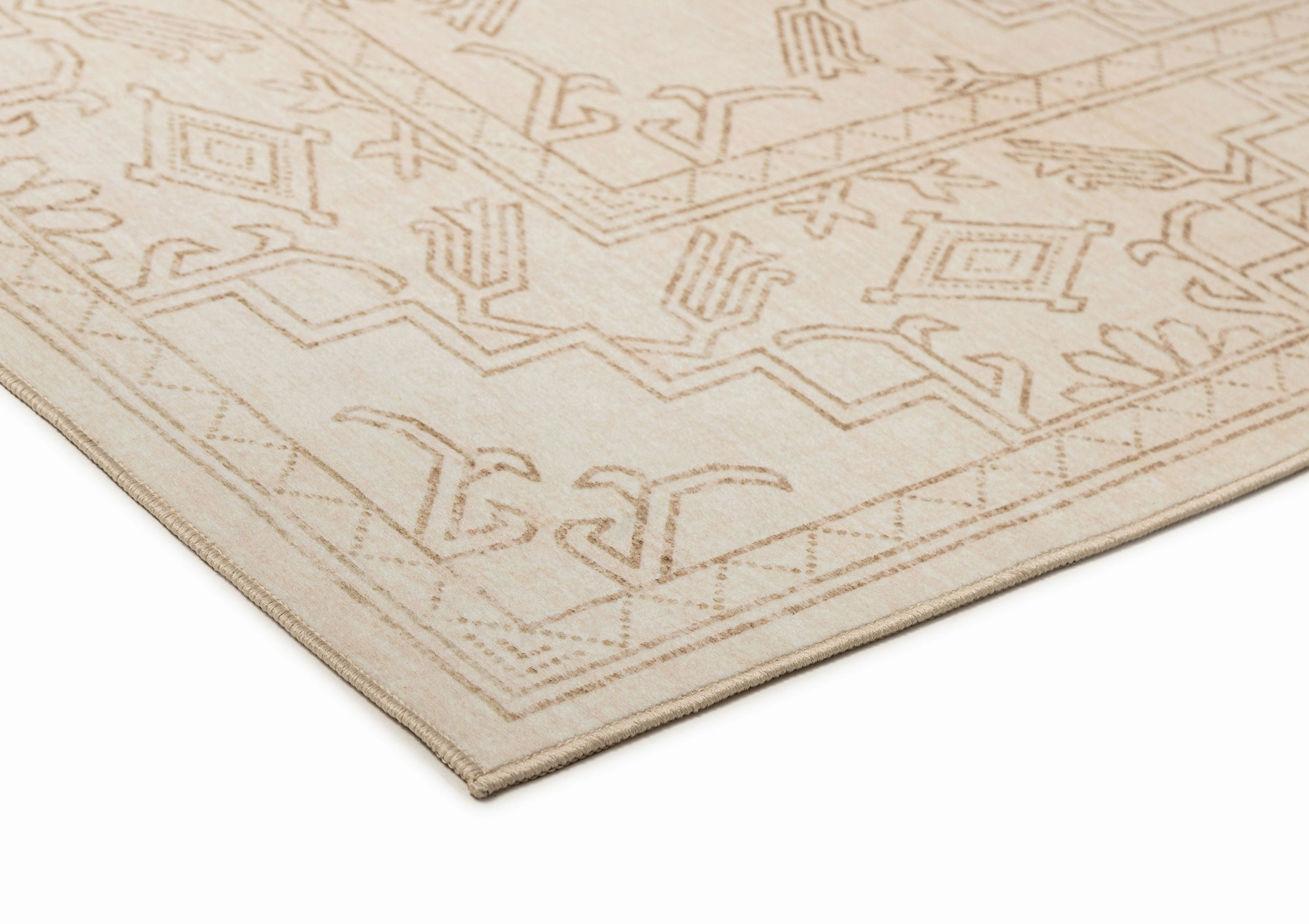 Anais Cream Medallion Washable Rug