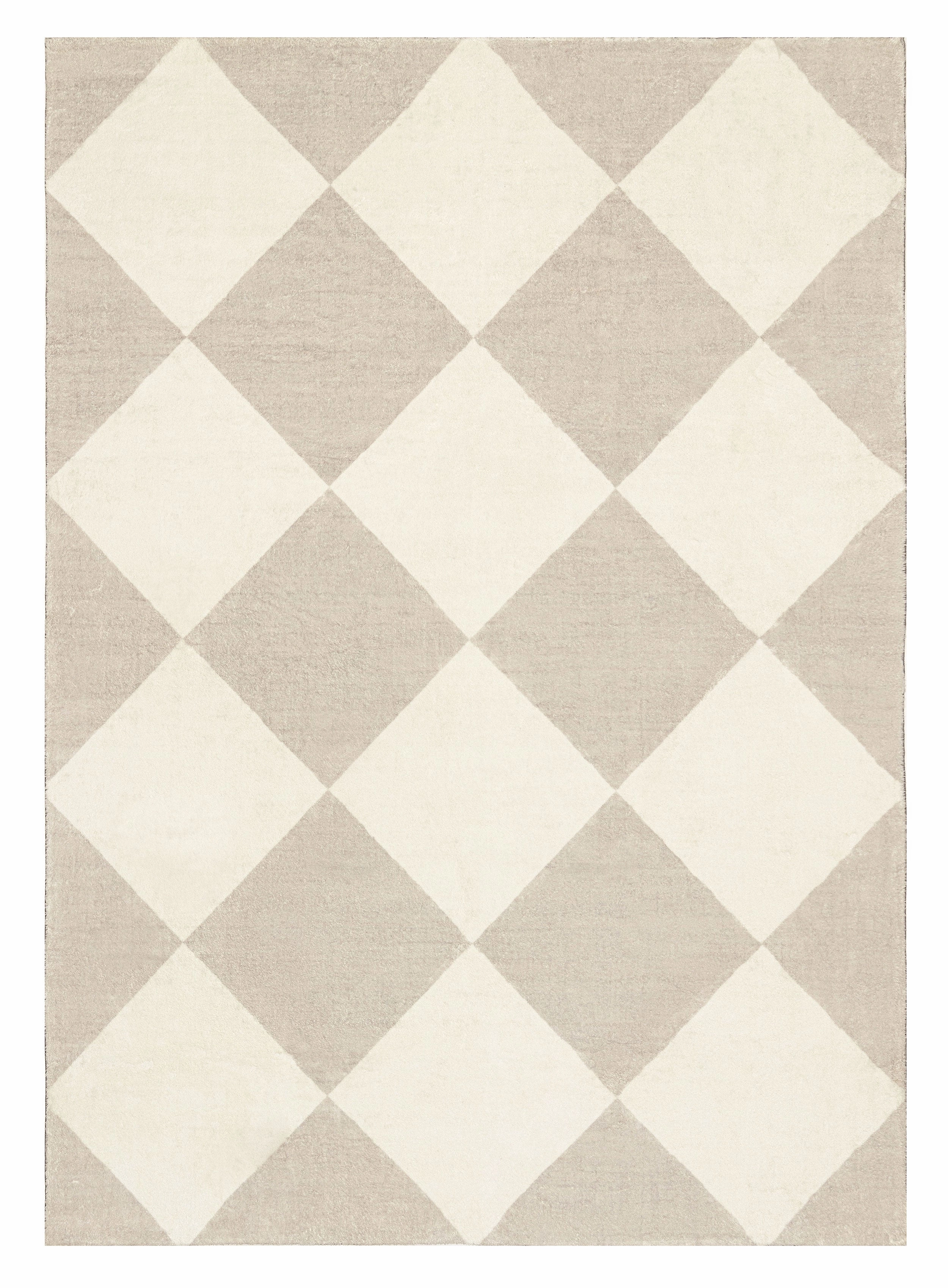 Anastasia Grey Cream Checkered Washable Rug *NO RETURNS UNLESS FAULTYmodern color block patchwork rug