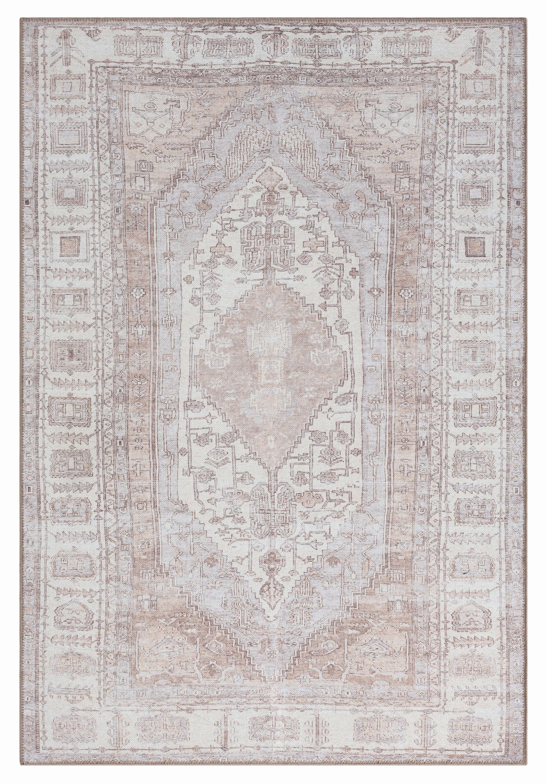 Aneesa Beige and Cream Traditional Distressed Washable Rugmodern color block patchwork rug