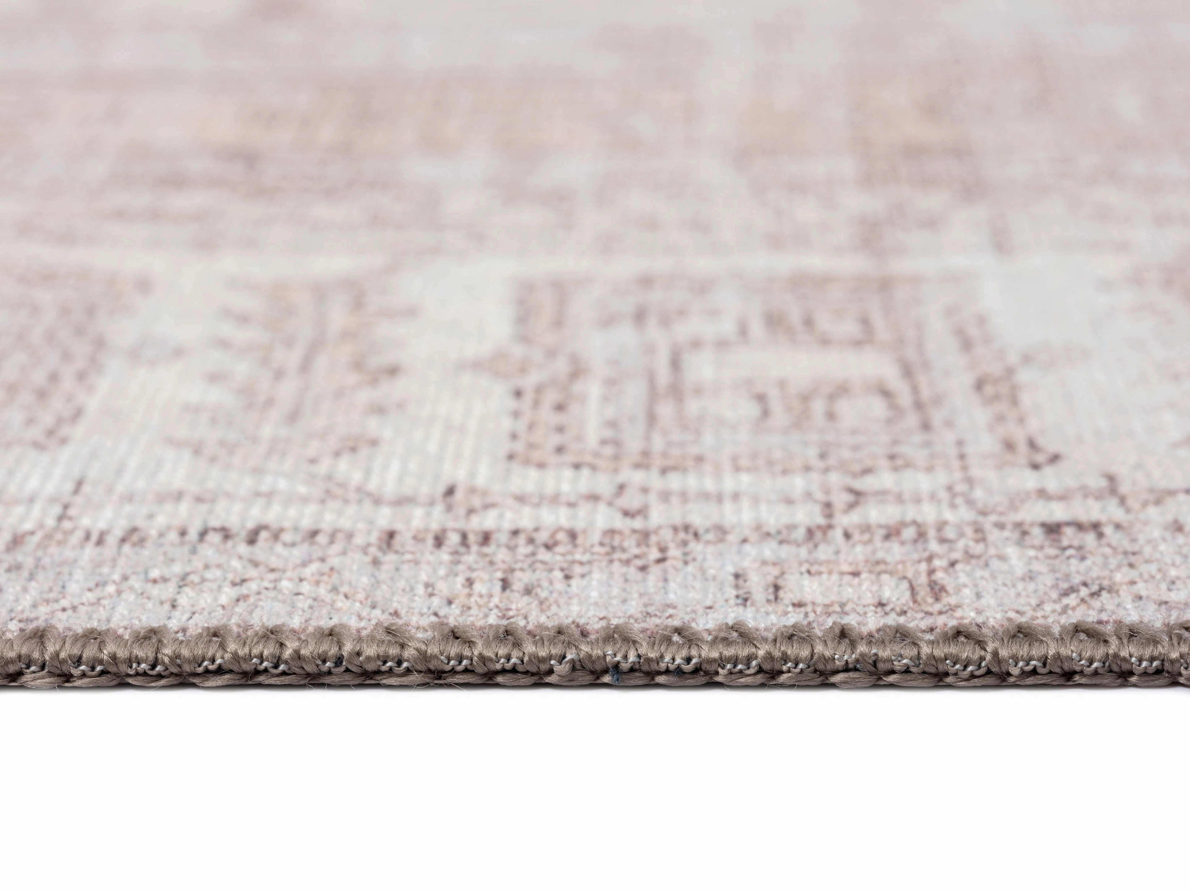 Aneesa Beige and Cream Traditional Distressed Washable Rug