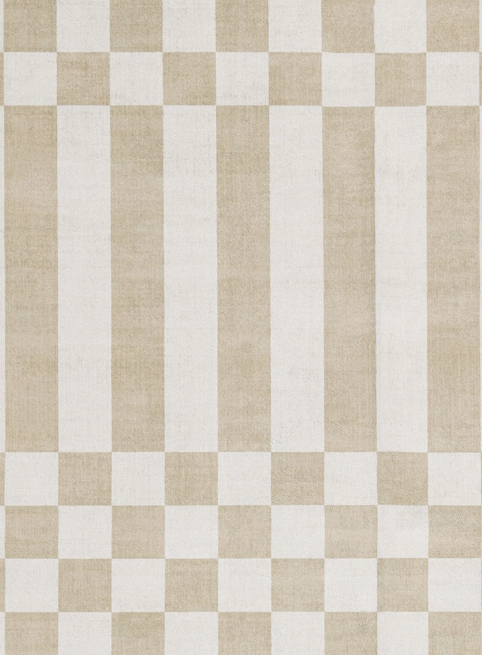 Anette Light Brown and White Checkered and Striped Rug