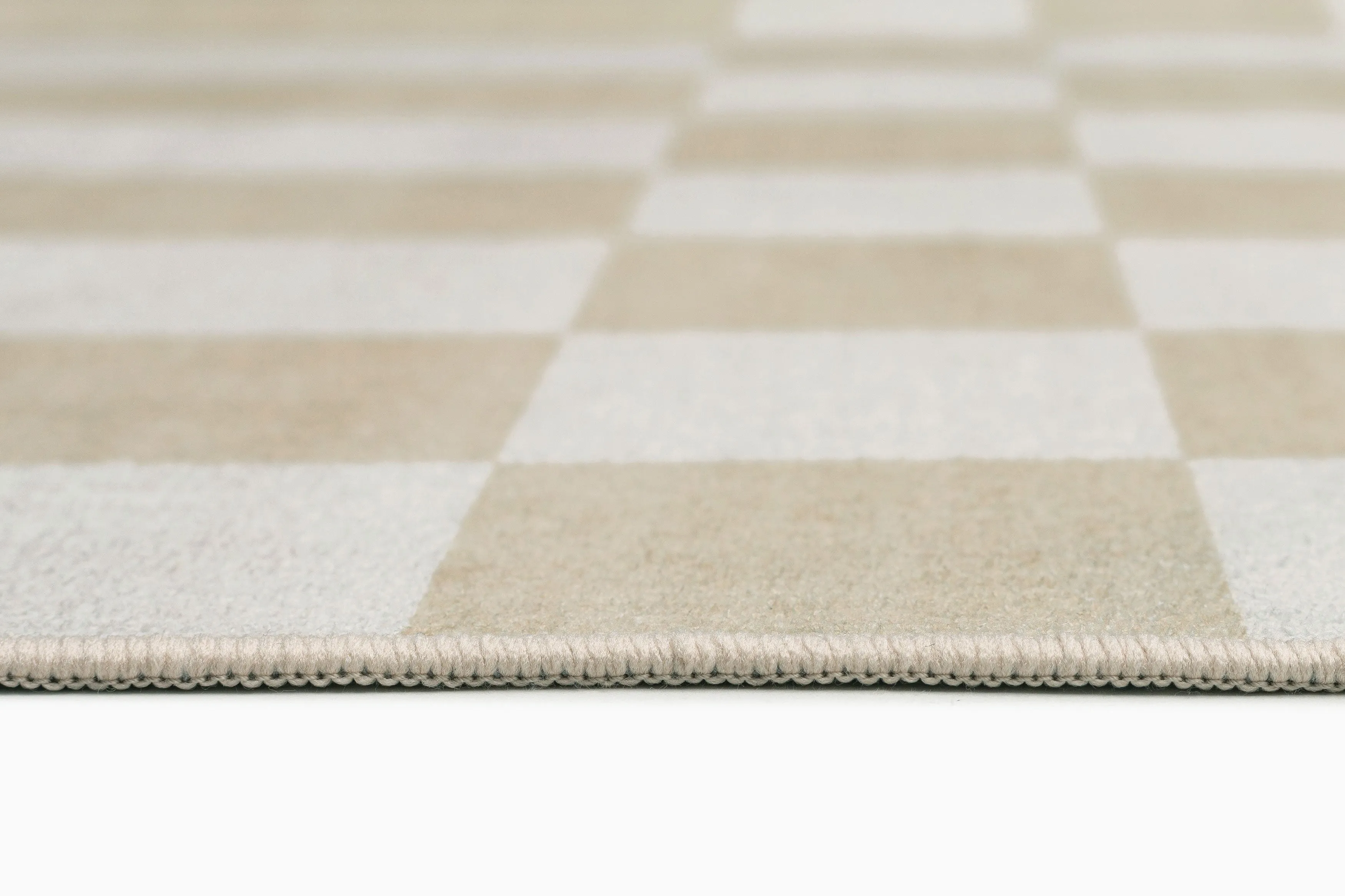 Anette Light Brown and White Checkered and Striped Rug