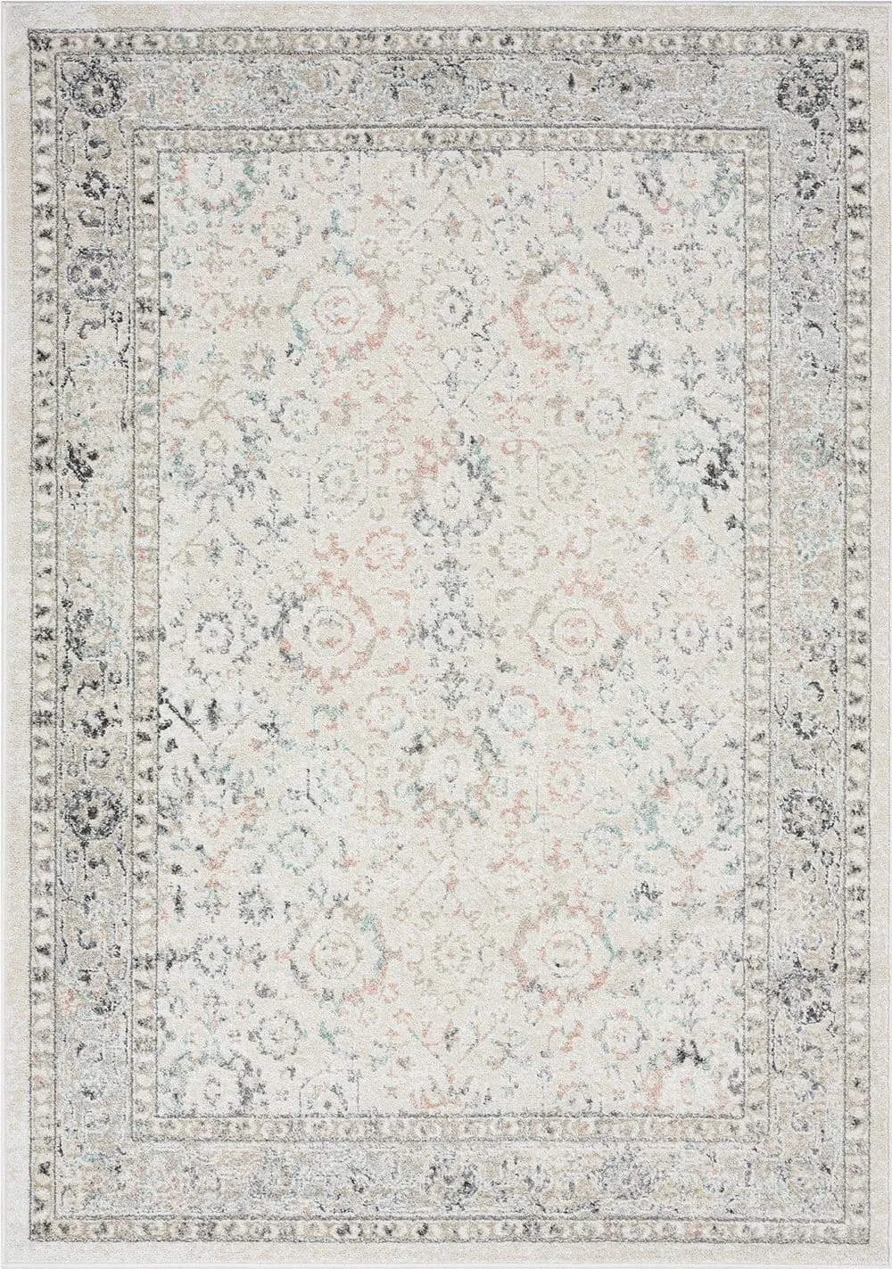 Anine Cream And Grey Multi-Colour Traditional Floral Rugmodern color block patchwork rug