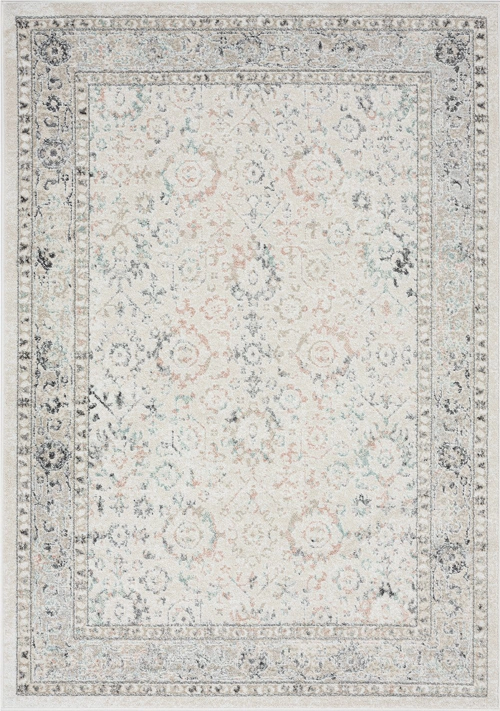 Anine Cream And Grey Multi-Colour Traditional Floral Rugmodern color block patchwork rug
