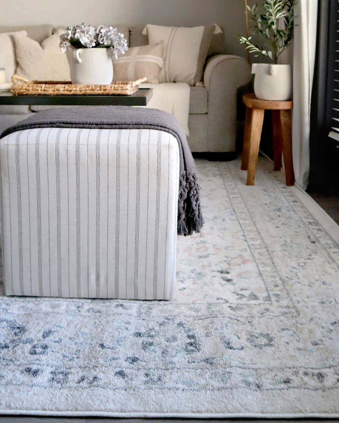 Anine Cream And Grey Multi-Colour Traditional Floral Rug