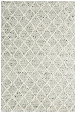 Anja Grey and Ivory Lattice Wool Rugmodern color block patchwork rug