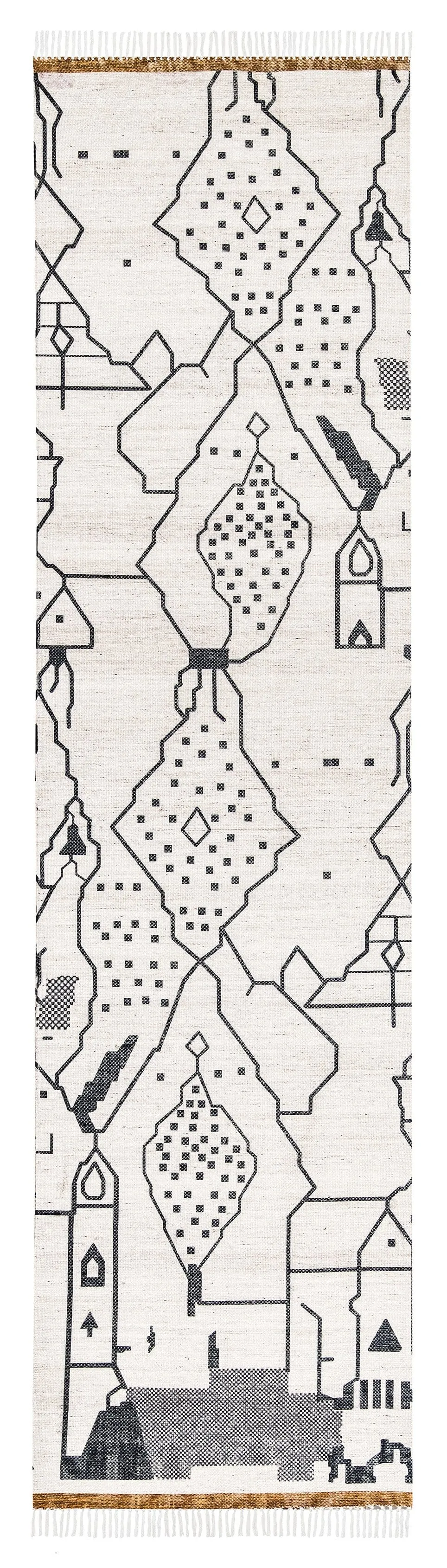 Annalise Black Indoor Outdoor Runner *NO RETURNS UNLESS FAULTYmodern color block patchwork rug