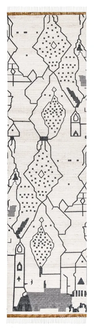 Annalise Black Indoor Outdoor Runner *NO RETURNS UNLESS FAULTYmodern color block patchwork rug